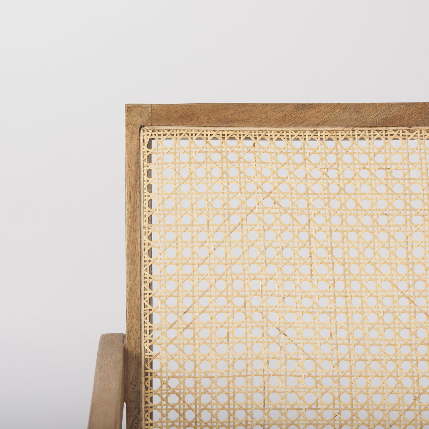 Donna Accent Chair Light Brown Wood | Cane Back | Beige Upholstery - accent-chairs