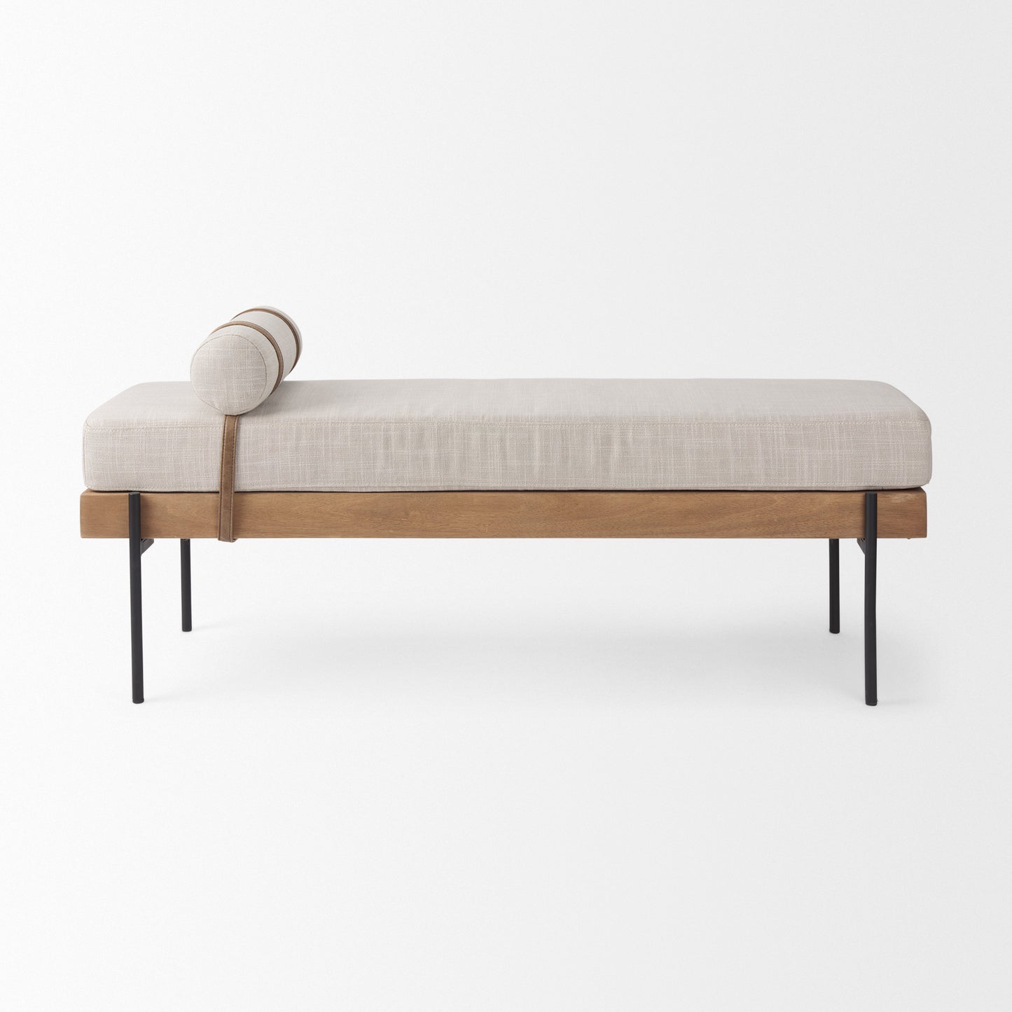Colburne Bench Beige Fabric | Black Metal - benches