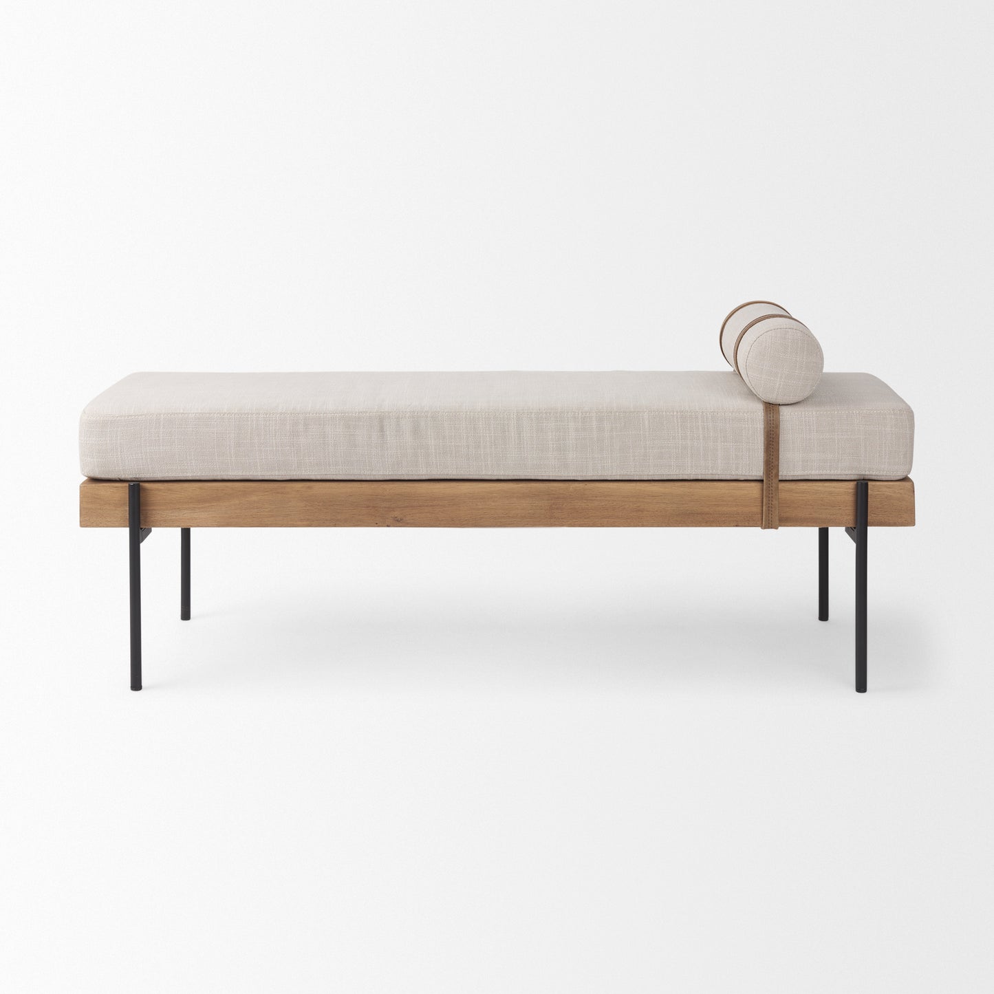 Colburne Bench Beige Fabric | Black Metal - benches
