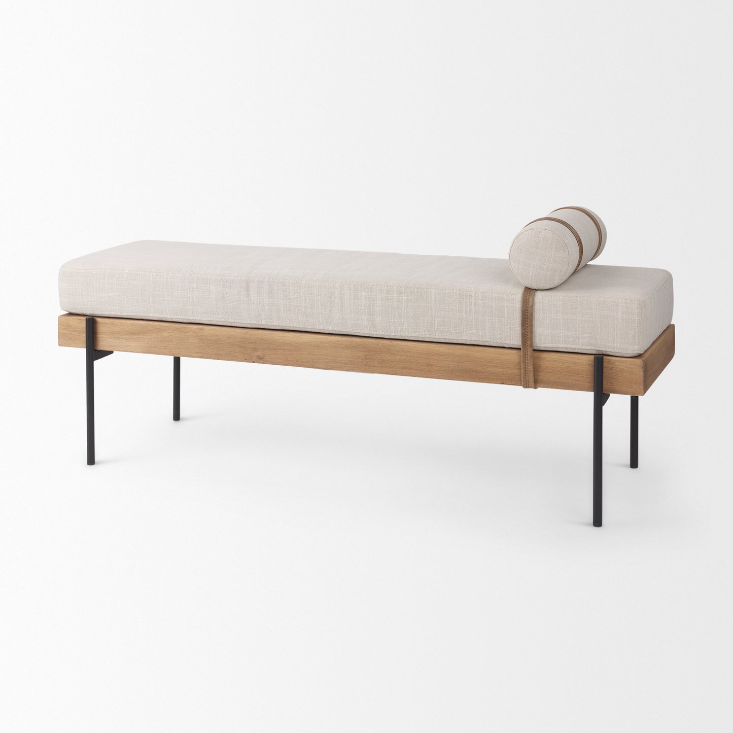 Colburne Bench Beige Fabric | Black Metal - benches