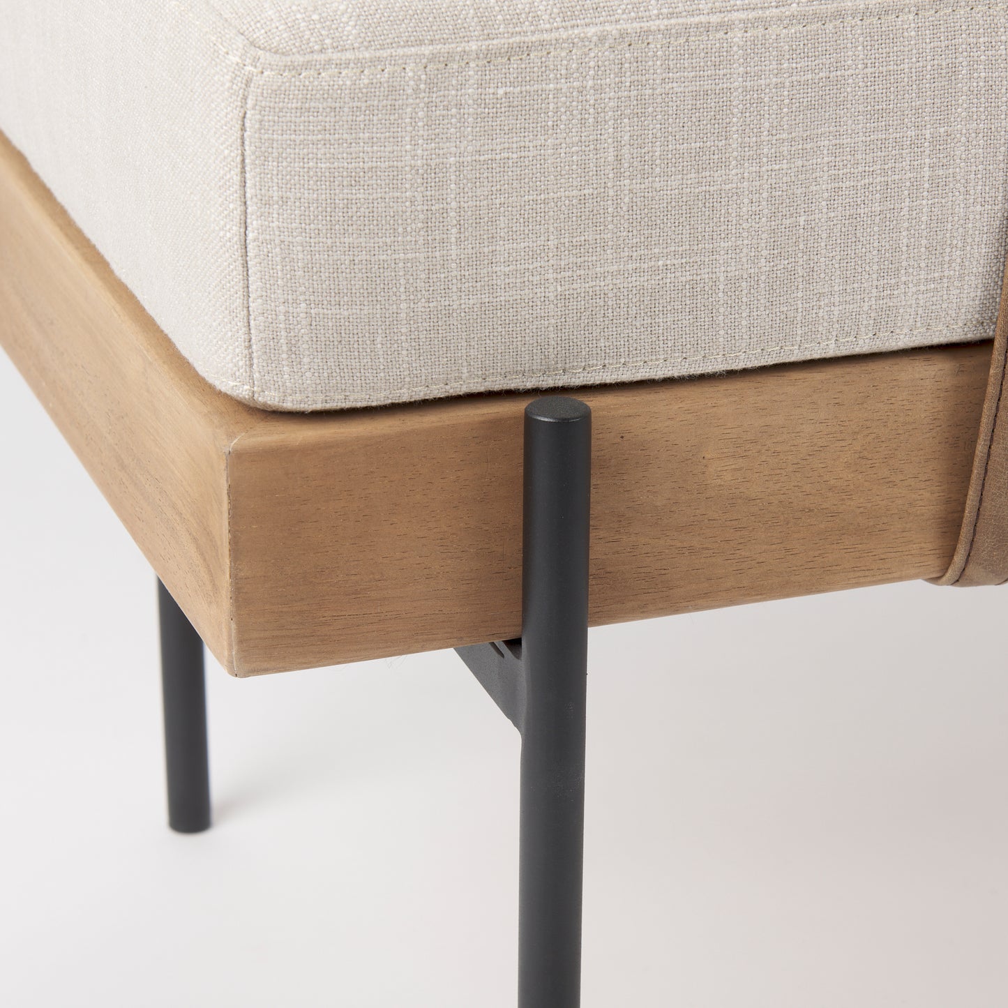 Colburne Bench Beige Fabric | Black Metal - benches