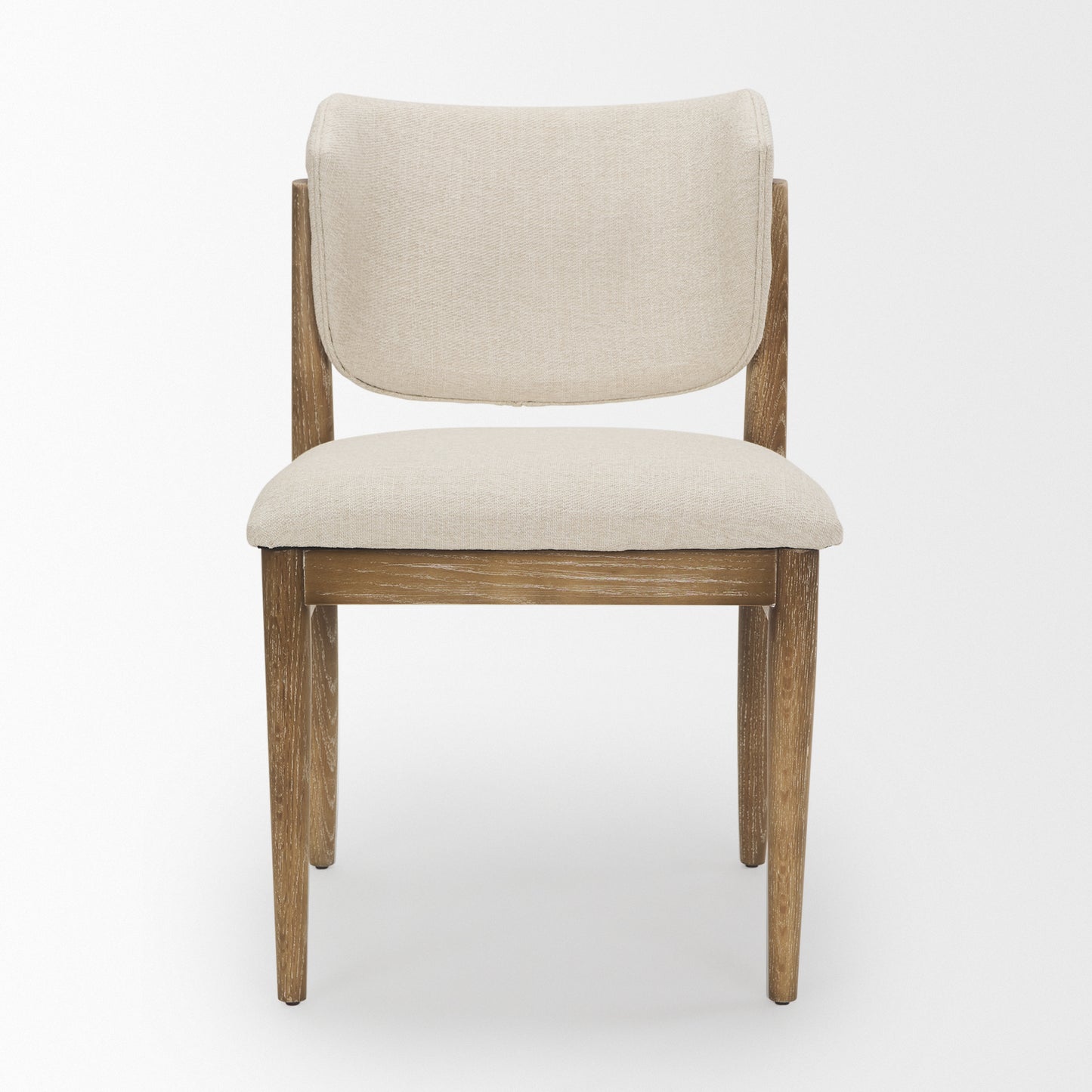Cline Dining Chair Cream Fabric | Brown Wood - dining-chairs