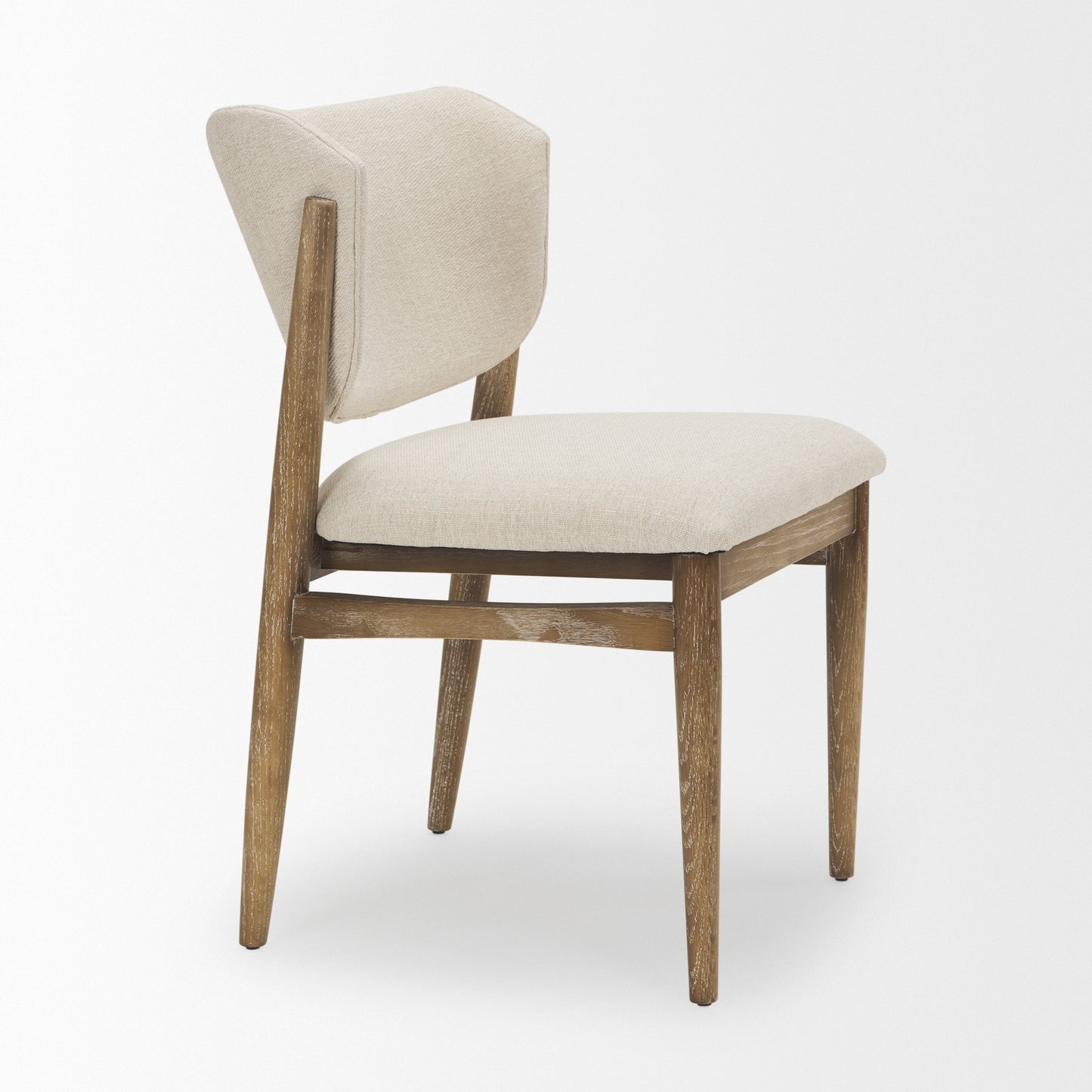 Cline Dining Chair Cream Fabric | Brown Wood - dining-chairs