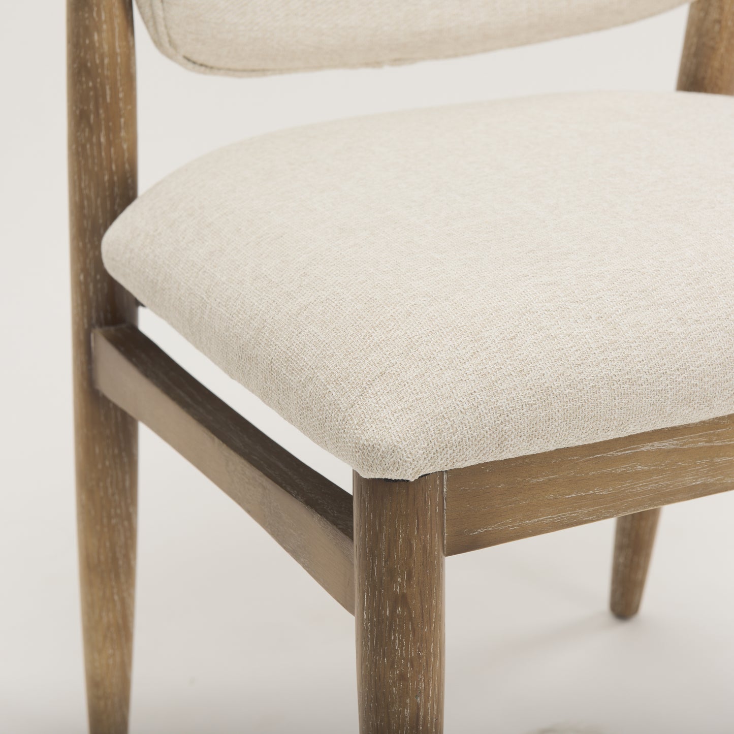 Cline Dining Chair Cream Fabric | Brown Wood - dining-chairs