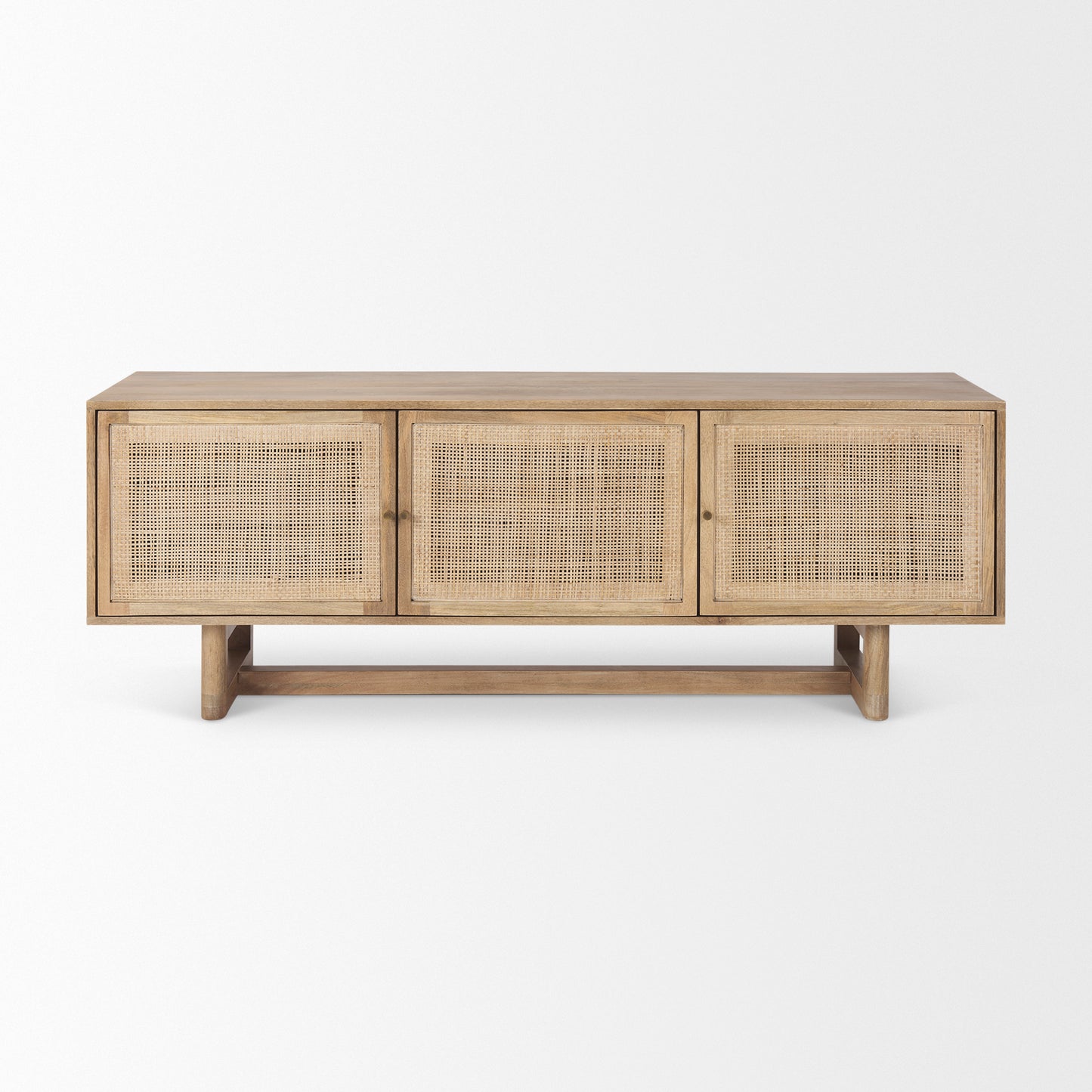 Grier Media Console Light Brown Wood | Cane Accent - media-console