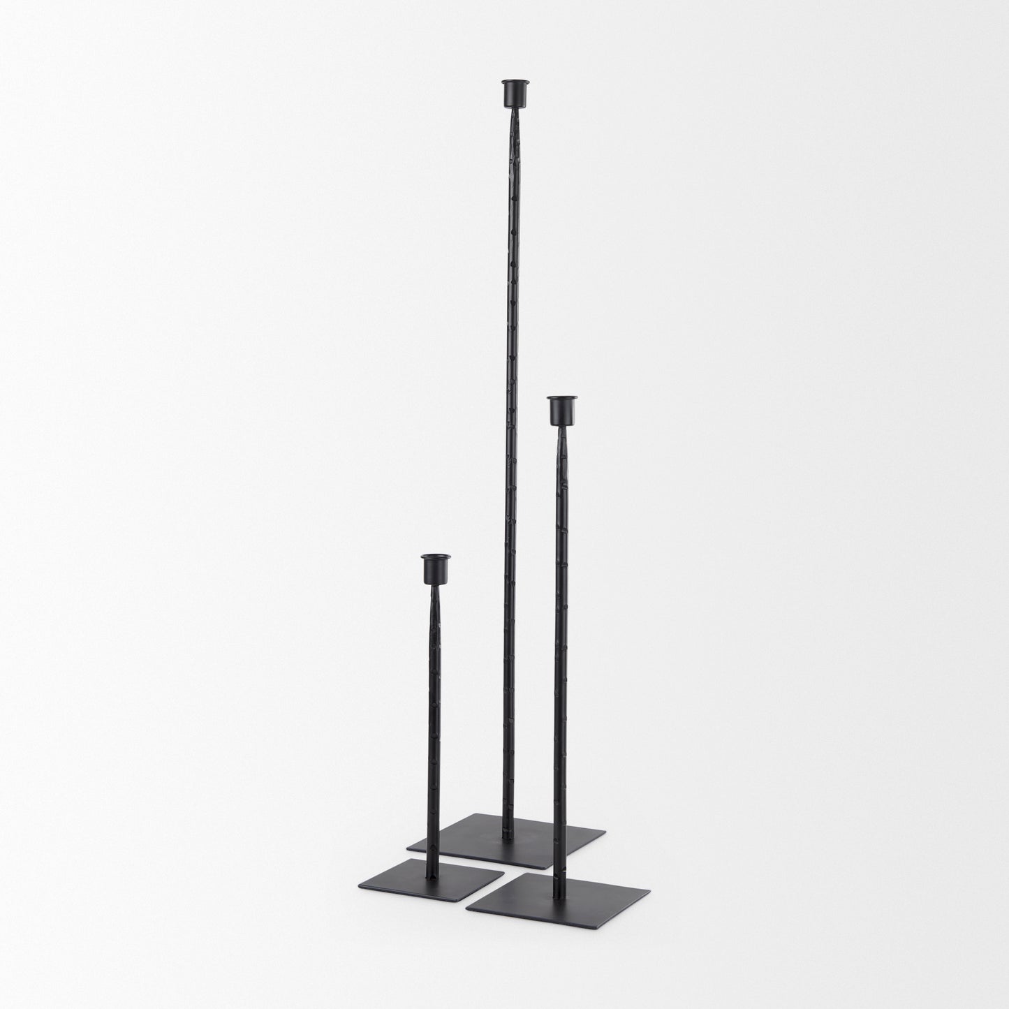 Porter 6.0L x 6.0W x 30.0H Large Black Iron Candle Holder