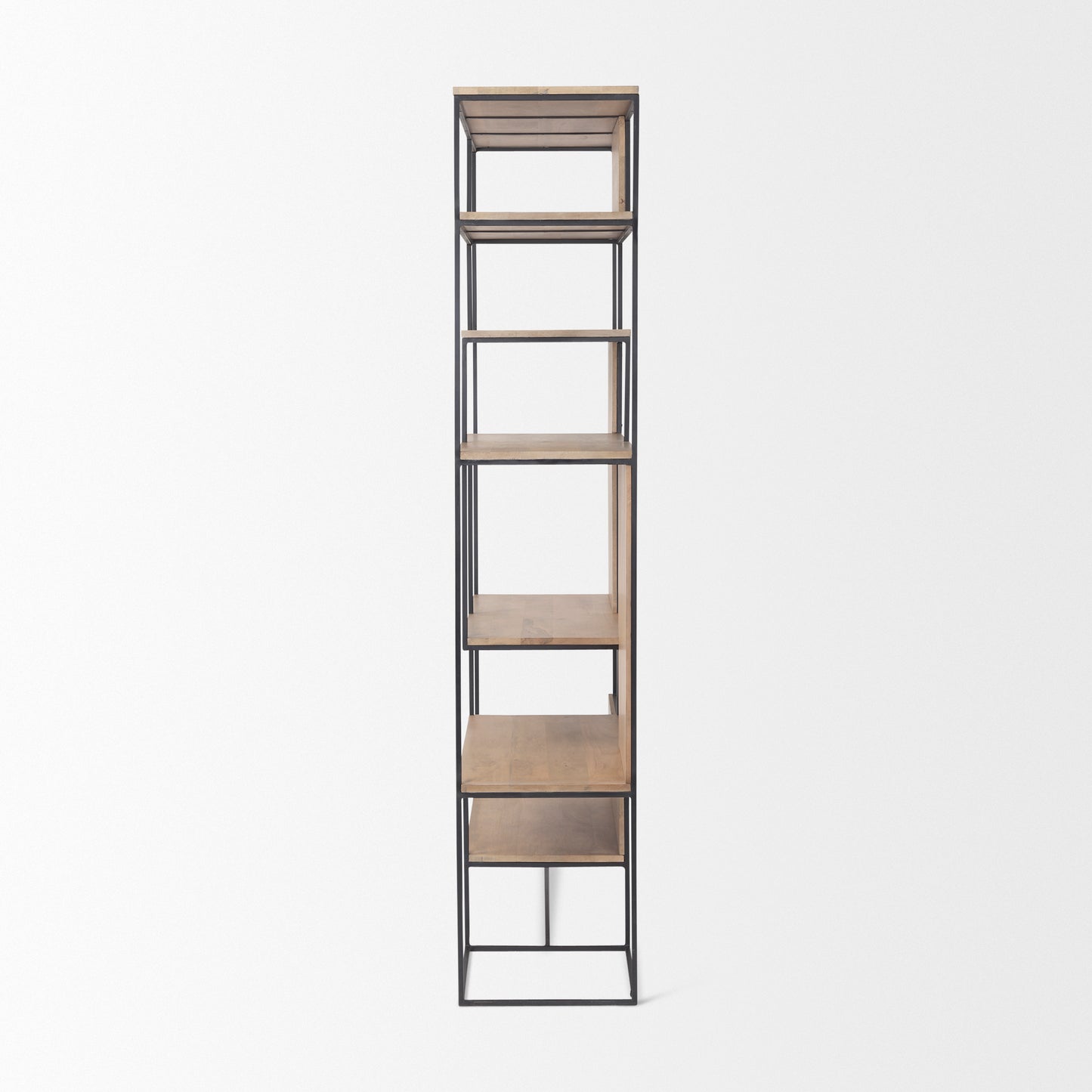 Morris 6 Tier Shelving Unit Brown Wood | Black Metal - shelving