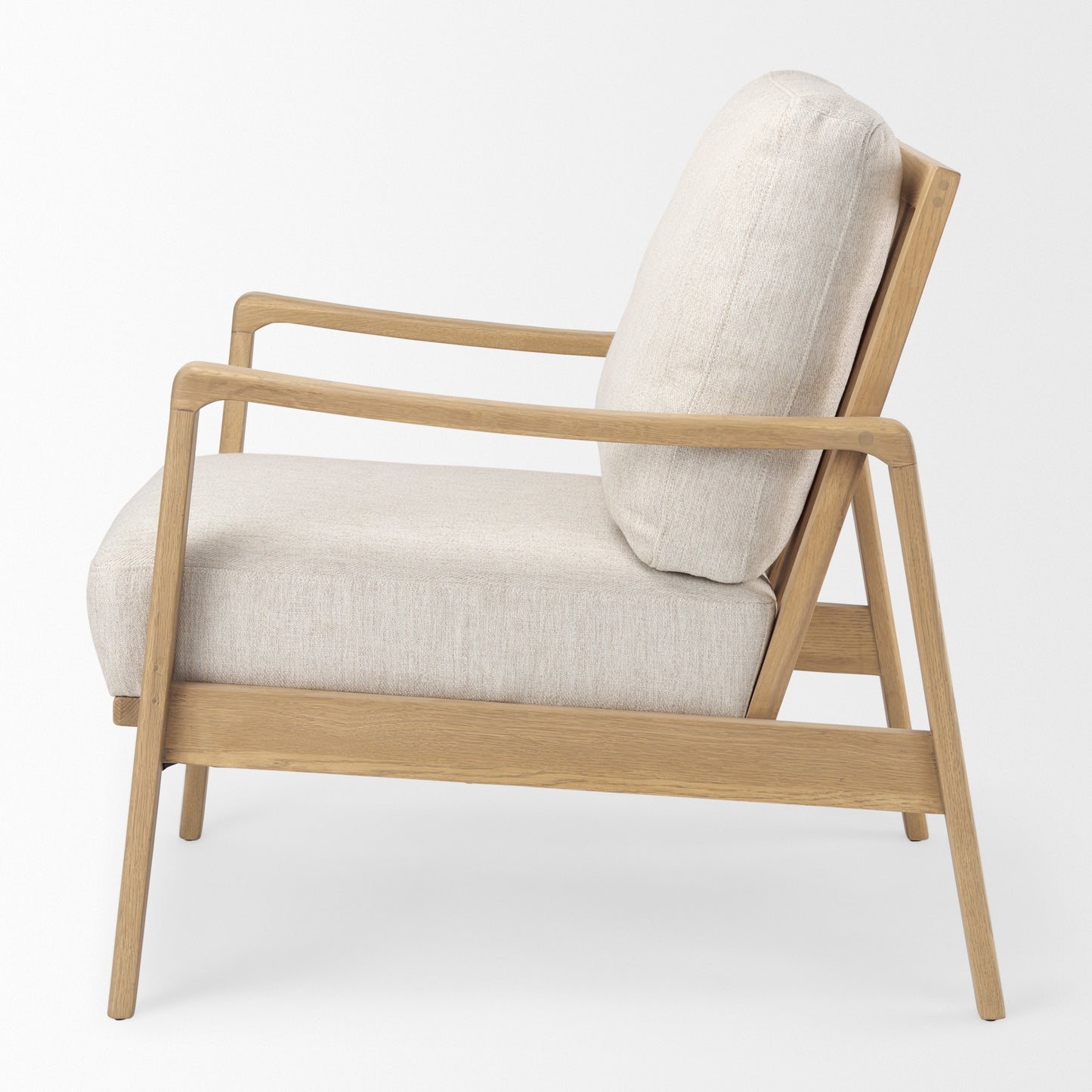 Raeleigh Accent Chair Cream Fabric | Light Brown Wood - accent-chairs