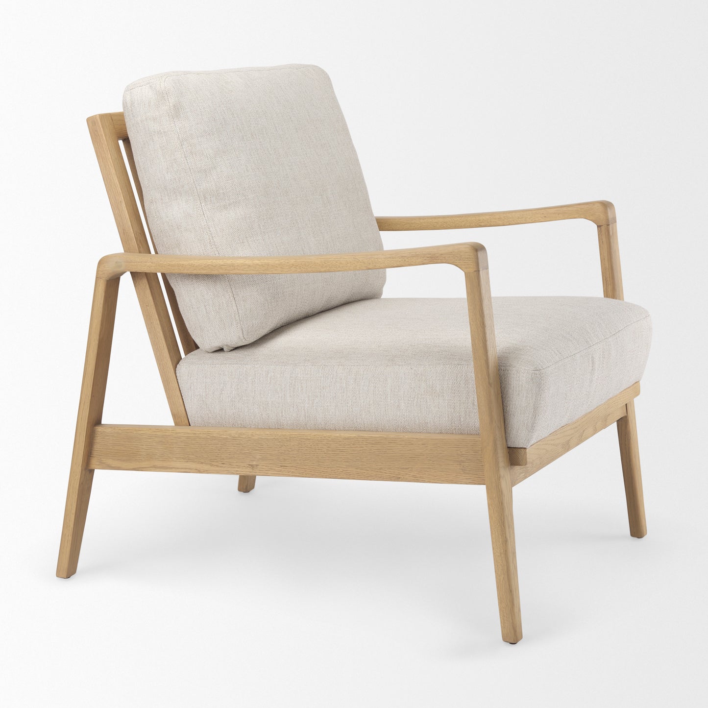Raeleigh Accent Chair Cream Fabric | Light Brown Wood - accent-chairs