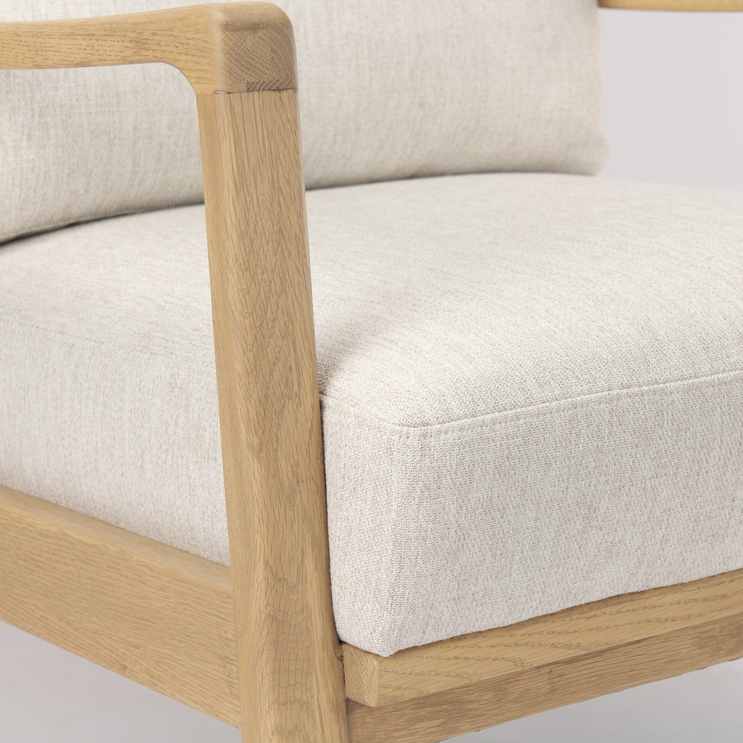 Raeleigh Accent Chair Cream Fabric | Light Brown Wood - accent-chairs