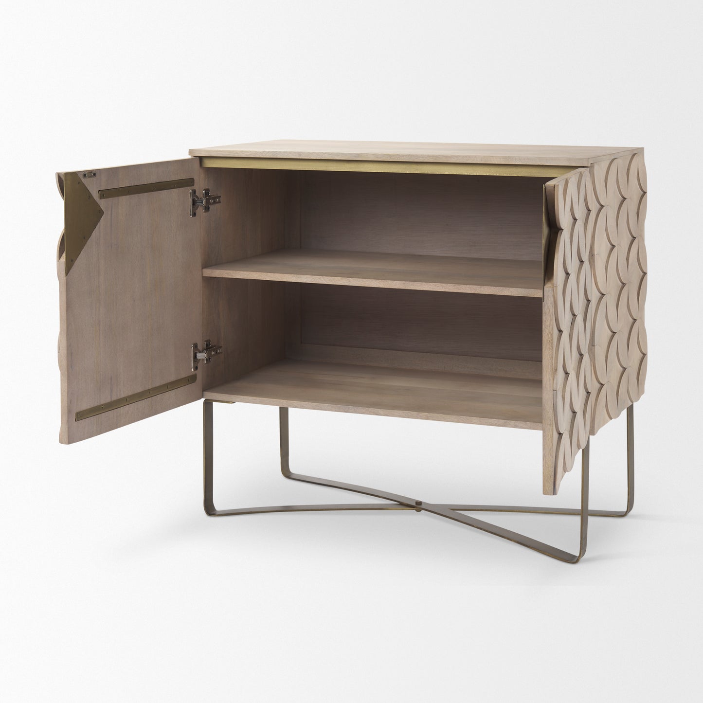 Excelsior Accent Cabinet Light Brown Wood | Gold Metal - acc-chest-cabinets