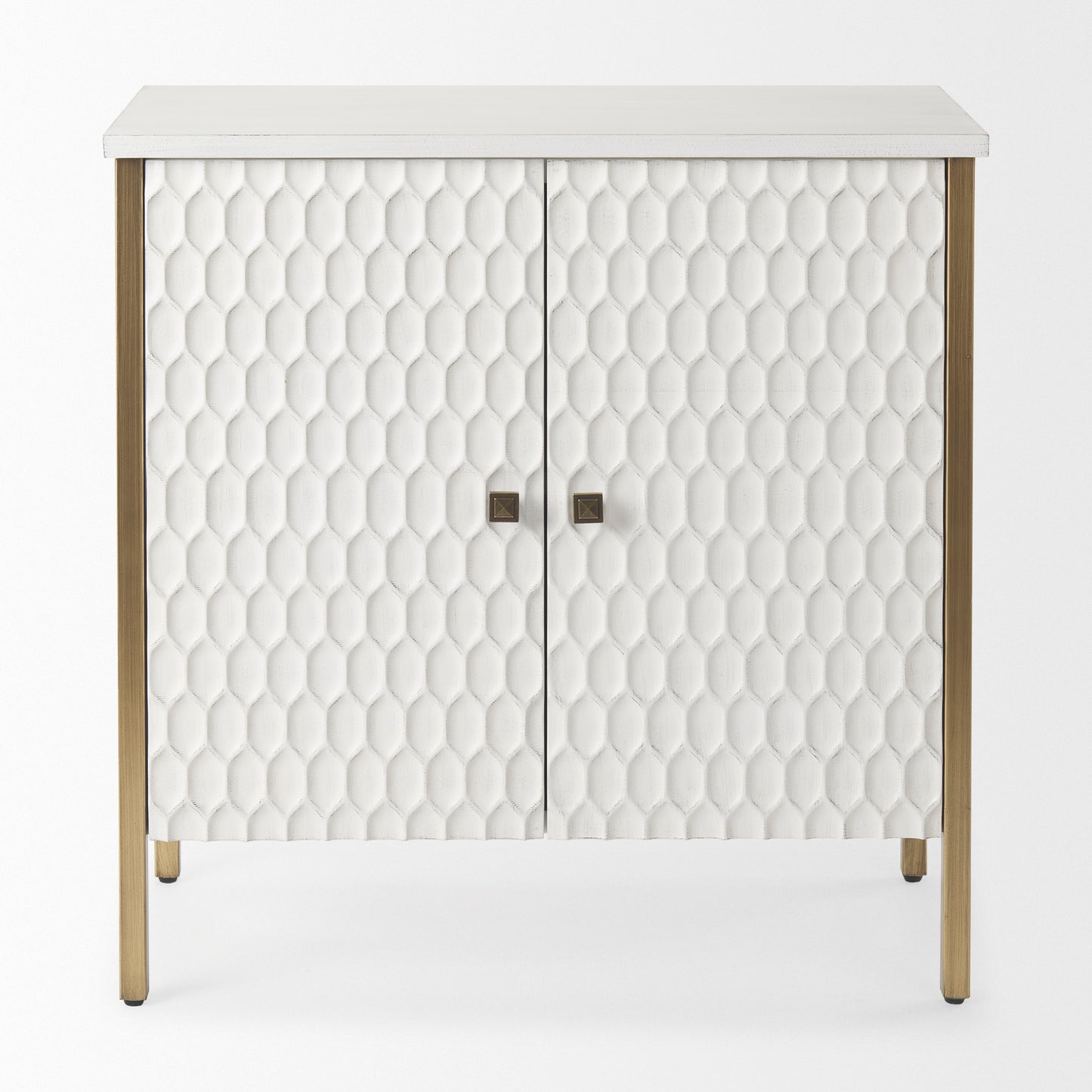 Savannah Gold Accent Cabinet 2 Door White | Gold Metal | 2 Door - acc-chest-cabinets