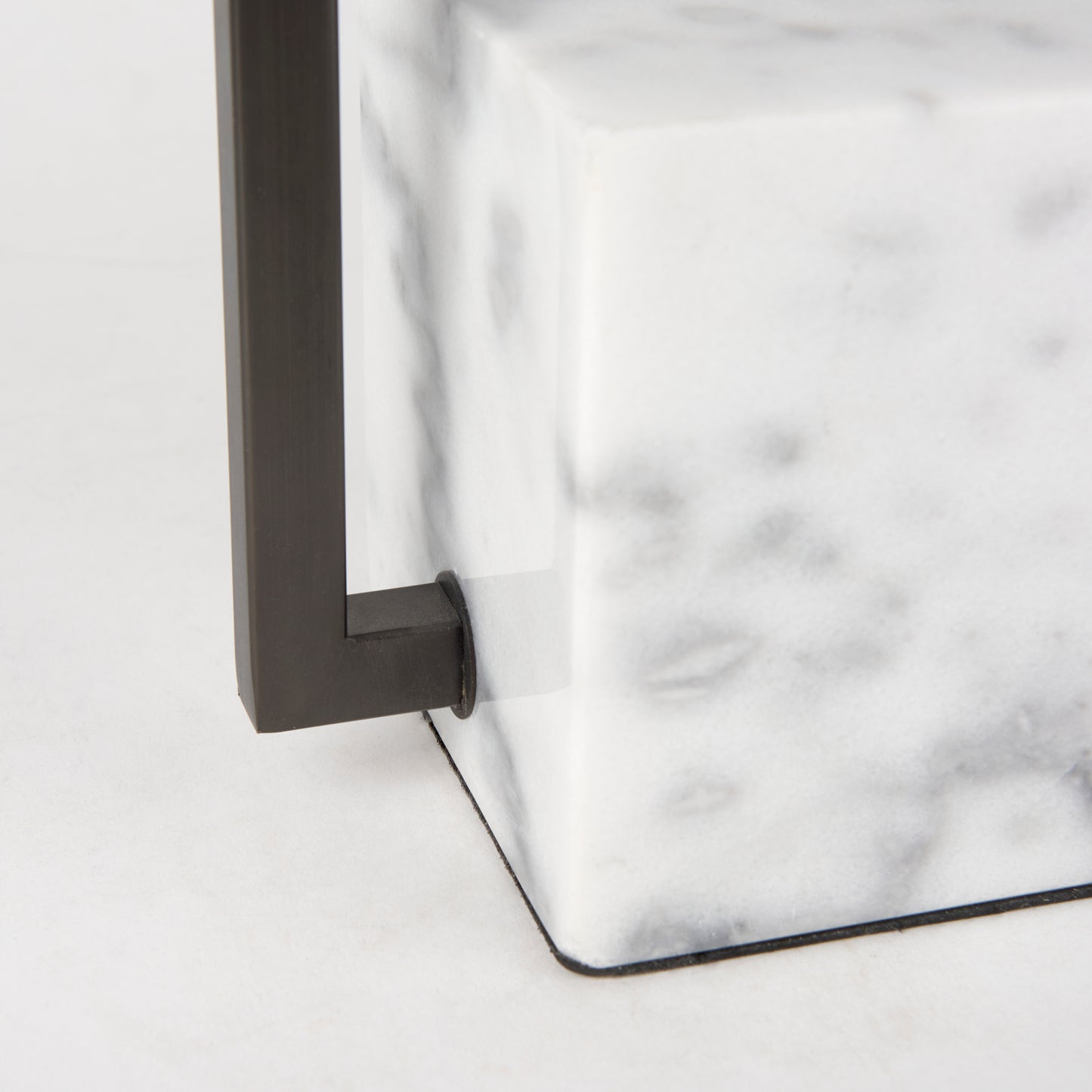 Peyton 14.0L x 9.0W x 26.2H Black Metal W/Marble Cube and White Shade Table Lamp