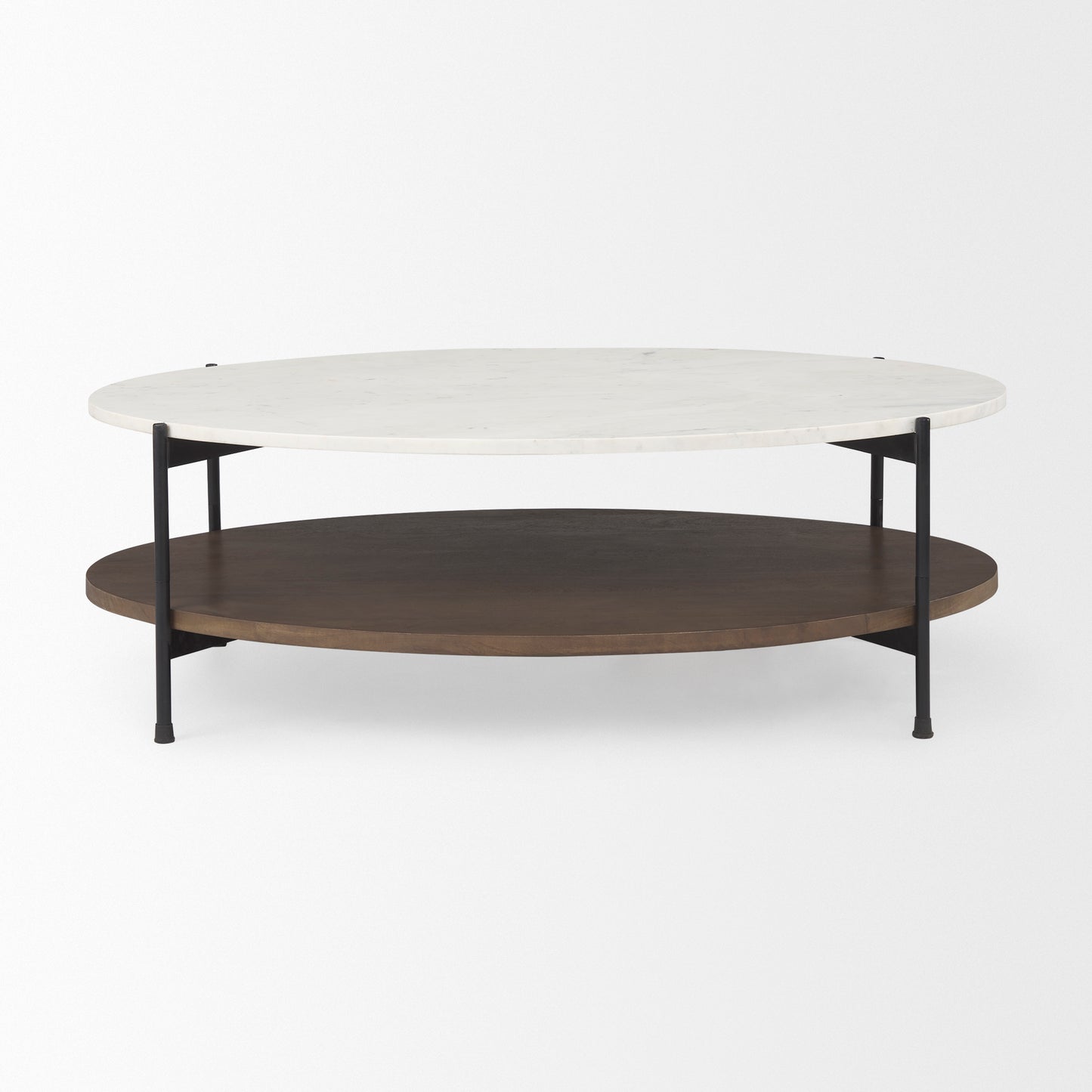 Larkin Coffee Table White Marble | Dark Brown Wood | Oval - coffee-tables