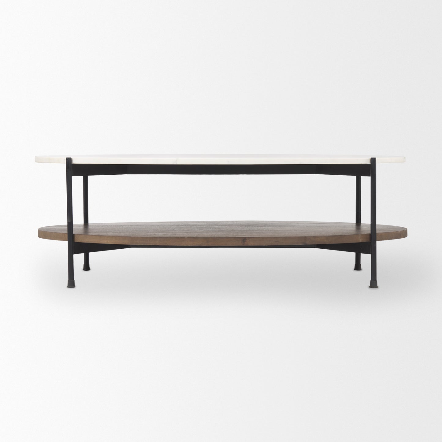 Larkin Coffee Table White Marble | Dark Brown Wood | Oval - coffee-tables