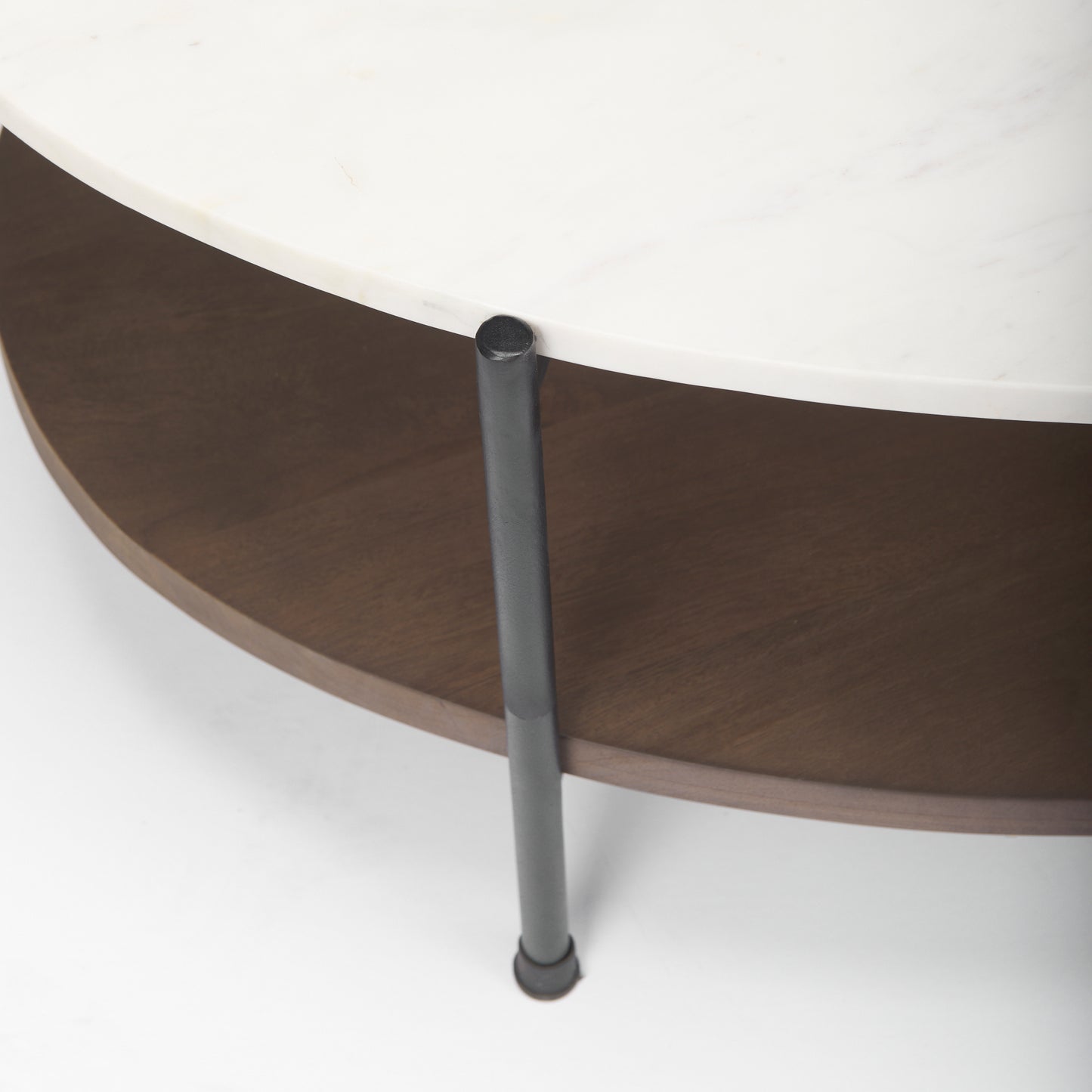 Larkin Coffee Table White Marble | Dark Brown Wood | Oval - coffee-tables