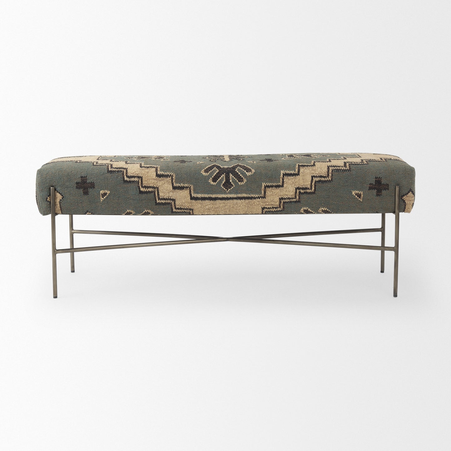 Avery Bench Multi Colored Fabric | Black Metal - benches