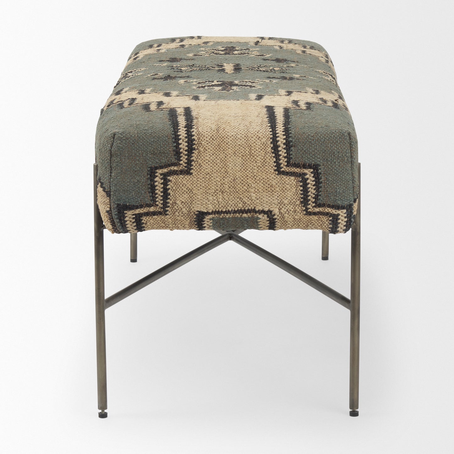 Avery Bench Multi Colored Fabric | Black Metal - benches