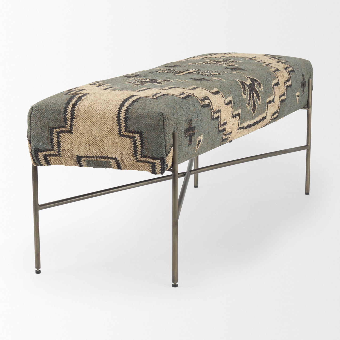 Avery Bench Multi Colored Fabric | Black Metal - benches