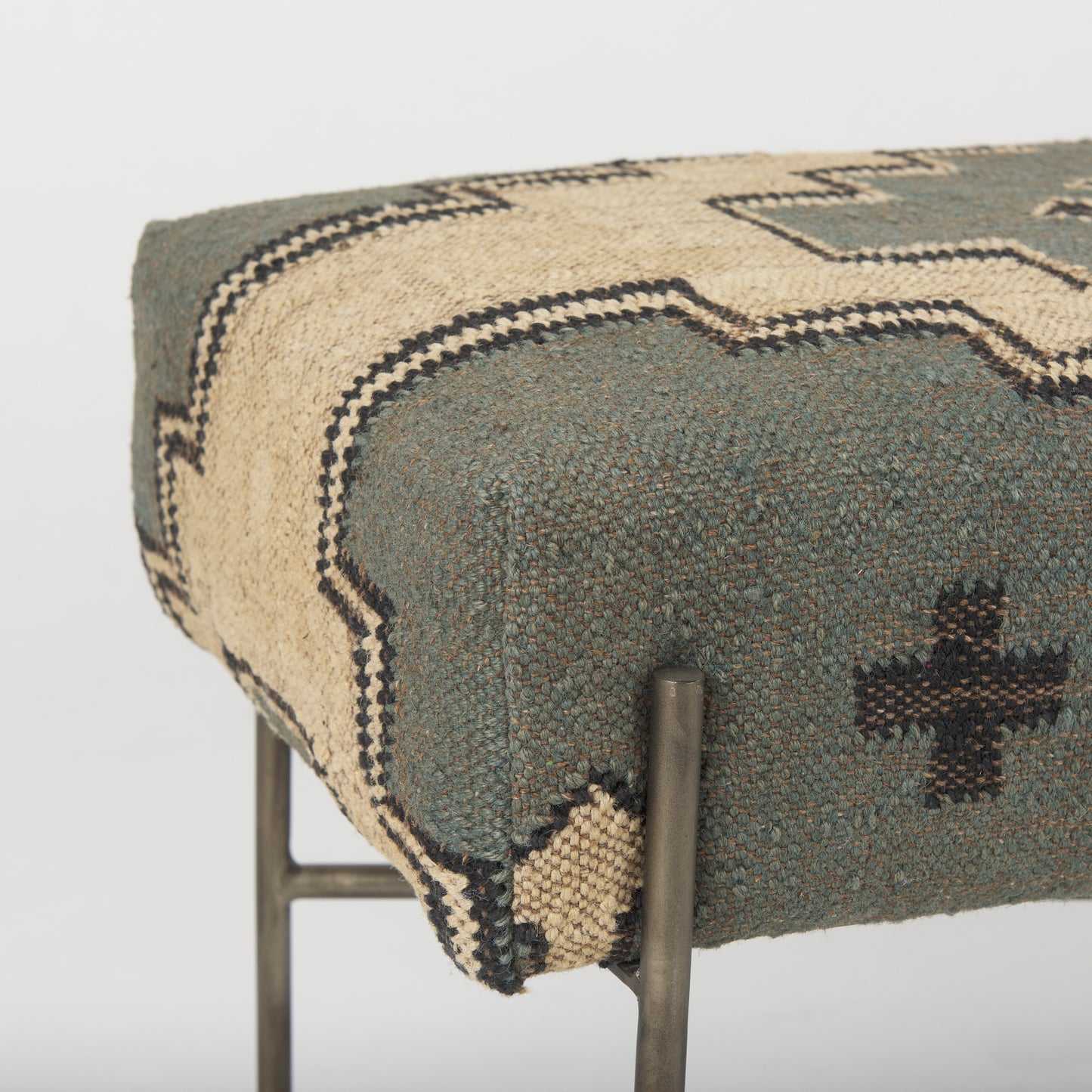 Avery Bench Multi Colored Fabric | Black Metal - benches