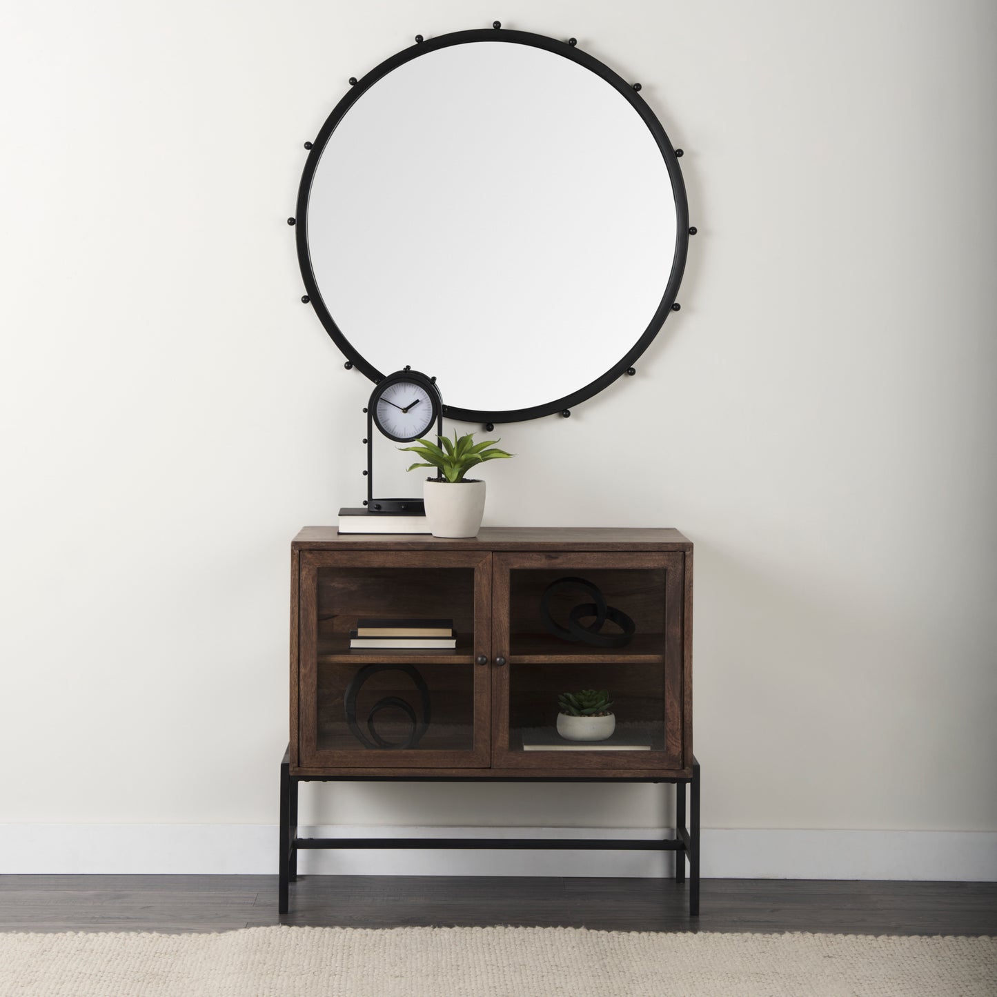 Arelius Accent Cabinet Medium Brown Wood | Black Metal - acc-chest-cabinets
