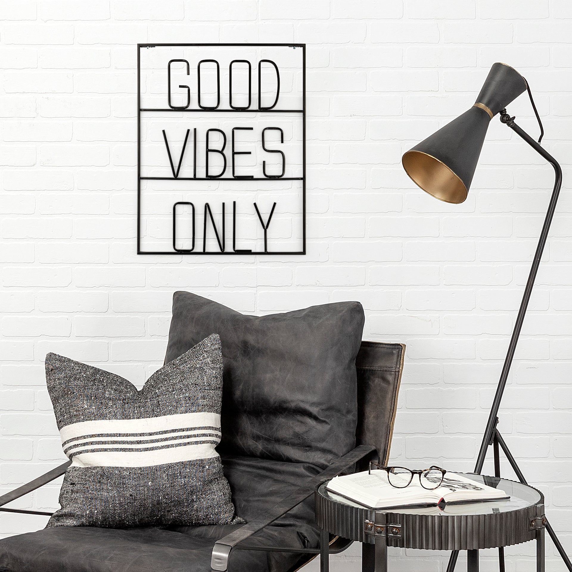 Playful Sign Wall Decor Black Metal | Good Vibes - alternative-wall-decor