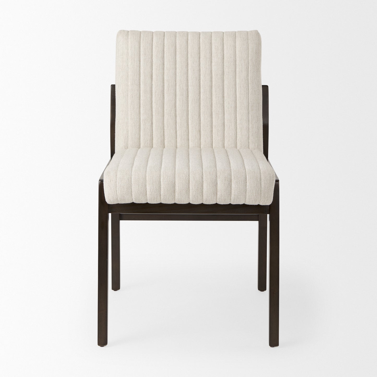 Tahoe Dining Chair Cream Fabric | Black-Brown Wood | Armless - dining-chairs