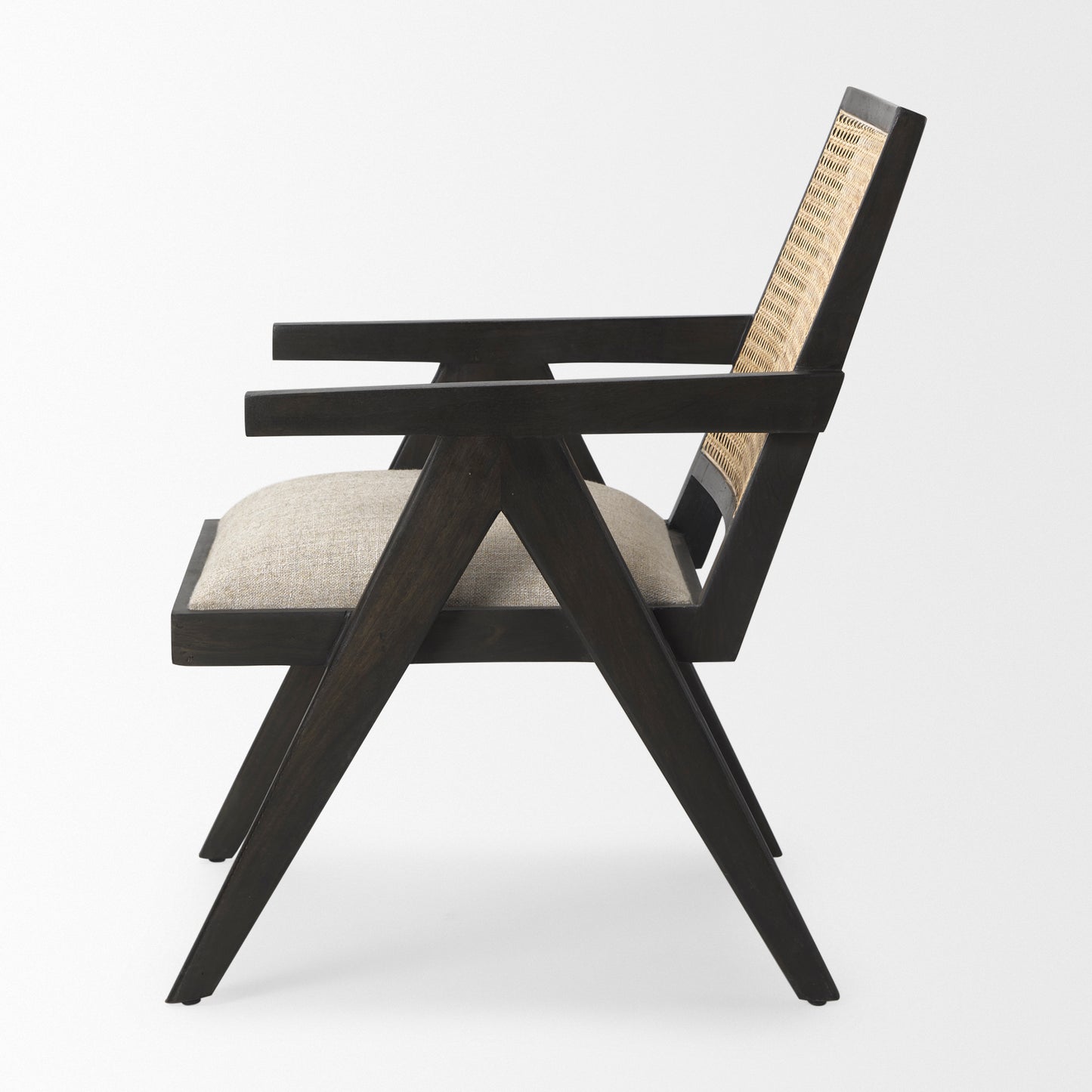 Donna Accent Chair Black Wood | Cane Back | Beige Upholstery - accent-chairs