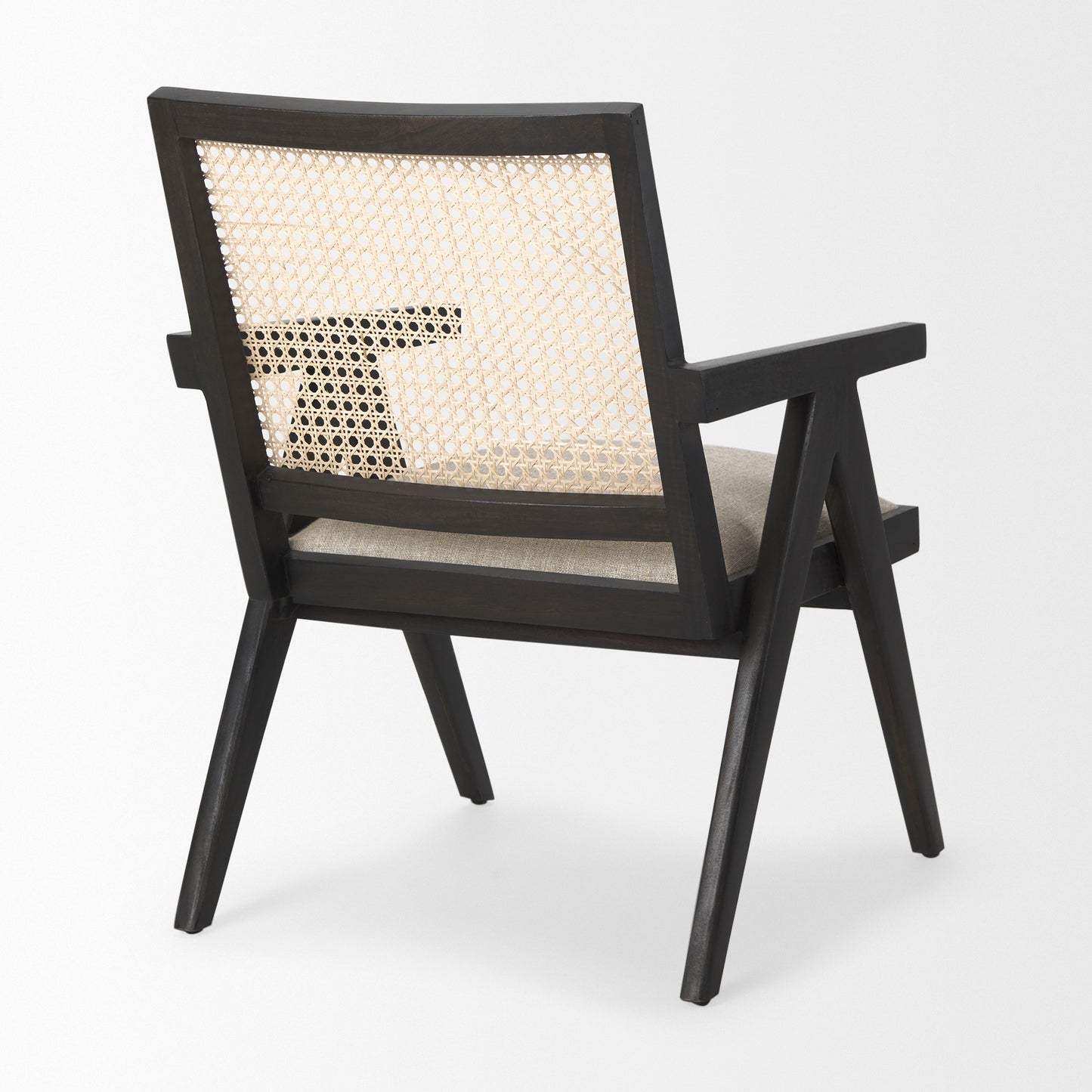 Donna Accent Chair Black Wood | Cane Back | Beige Upholstery - accent-chairs