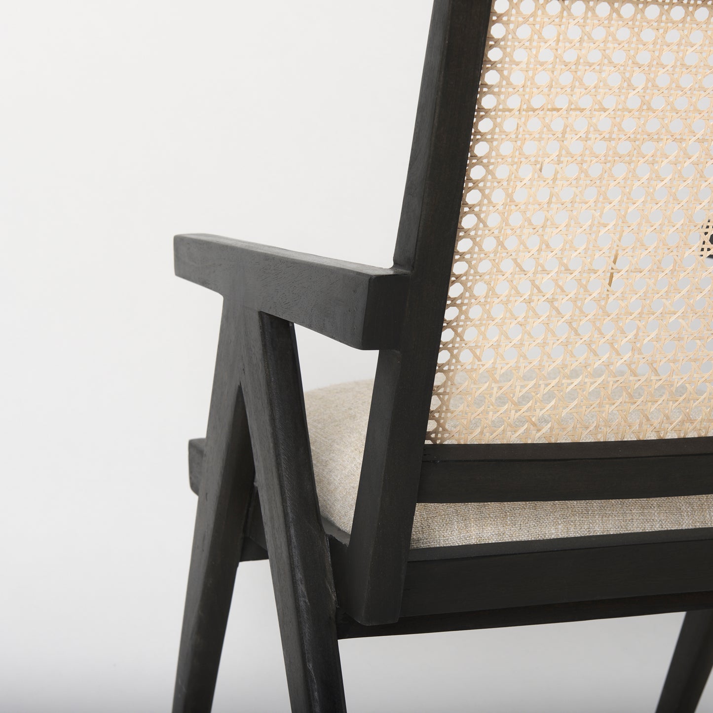 Donna Accent Chair Black Wood | Cane Back | Beige Upholstery - accent-chairs