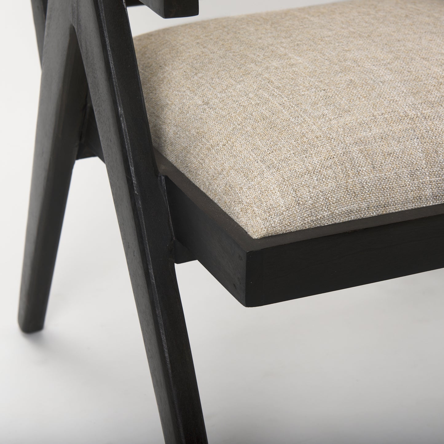 Donna Accent Chair Black Wood | Cane Back | Beige Upholstery - accent-chairs