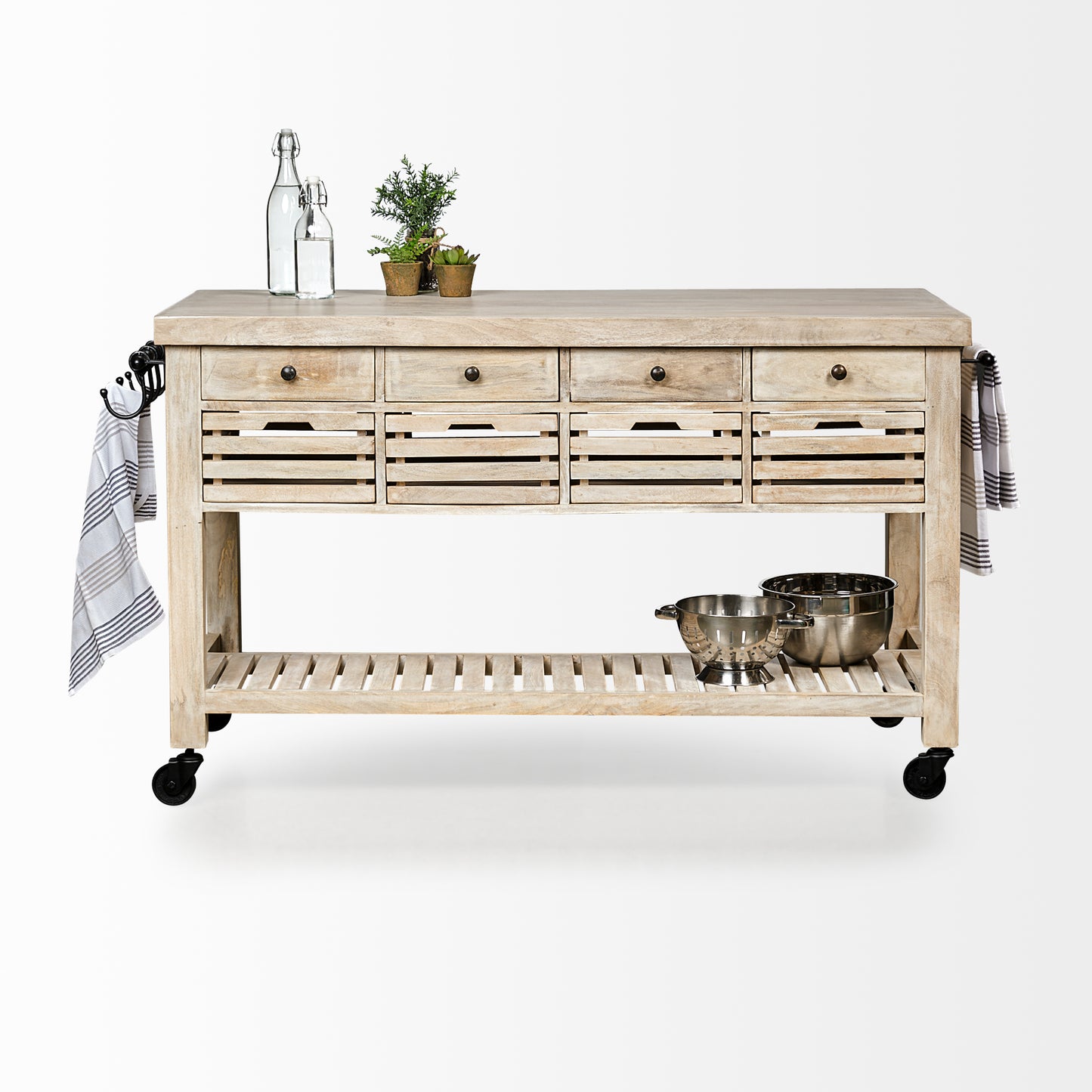 Columbia Large Kitchen Island Brown Wood | Rectangle - kitchen-islands