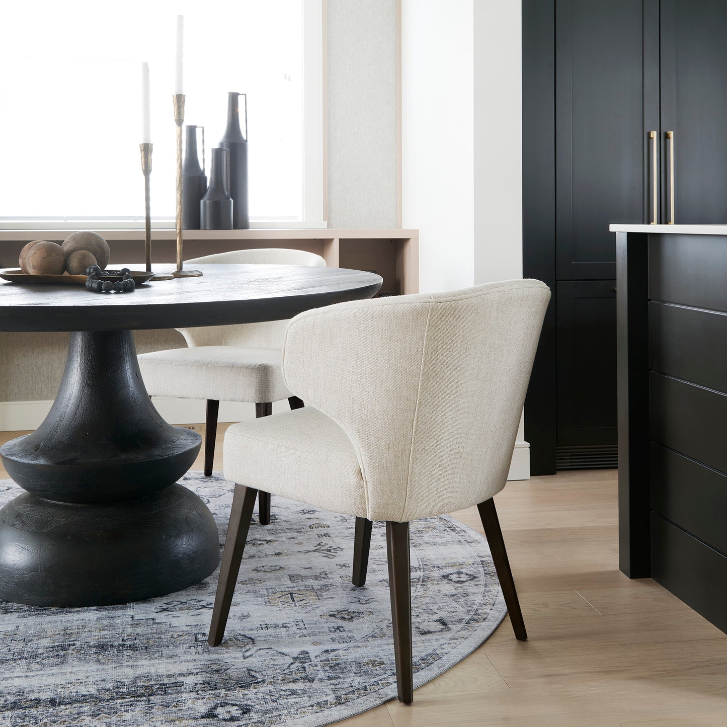 Niles Dining Chair Cream Fabric | Dark Brown Wood - dining-chairs