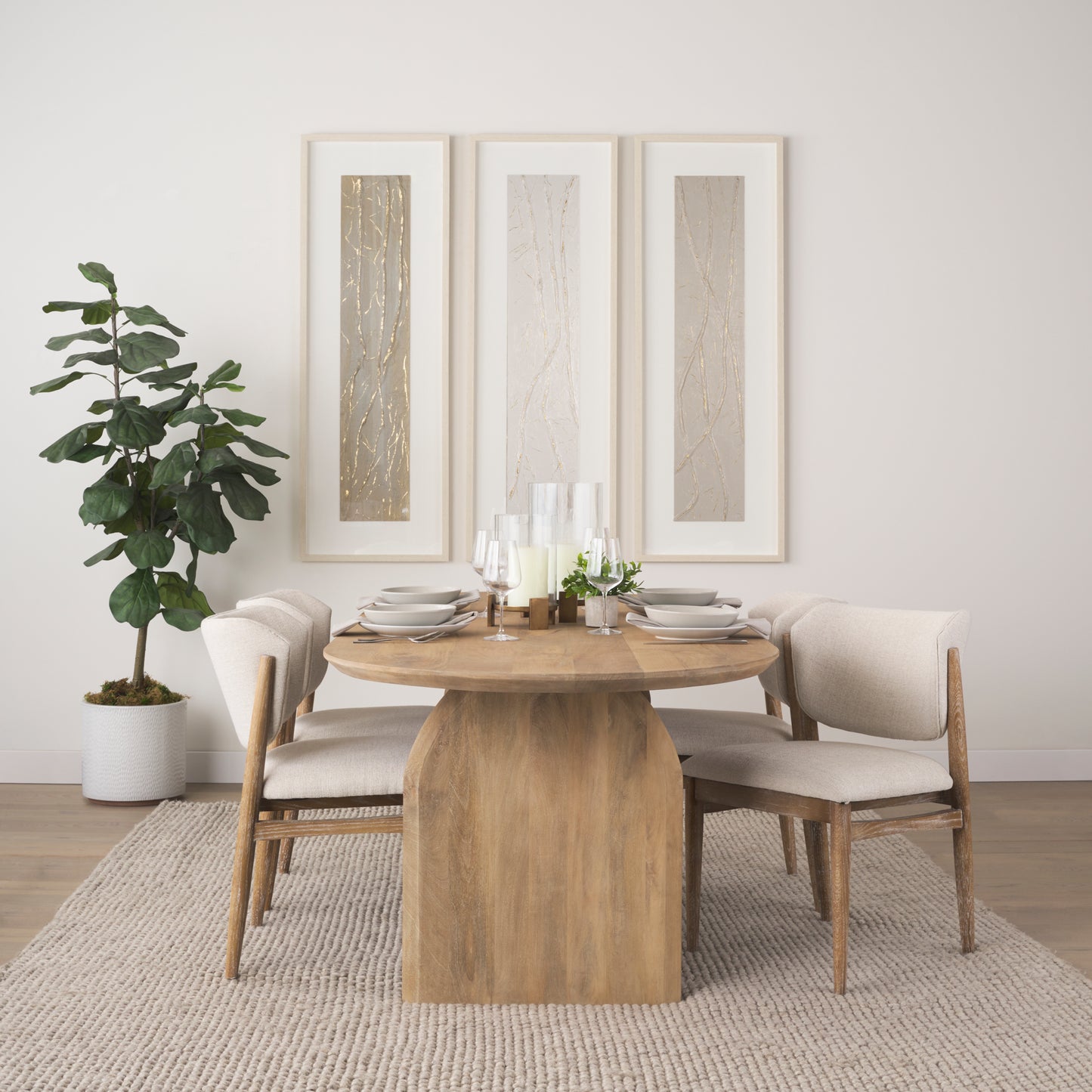 Cline Dining Chair Cream Fabric | Brown Wood - dining-chairs