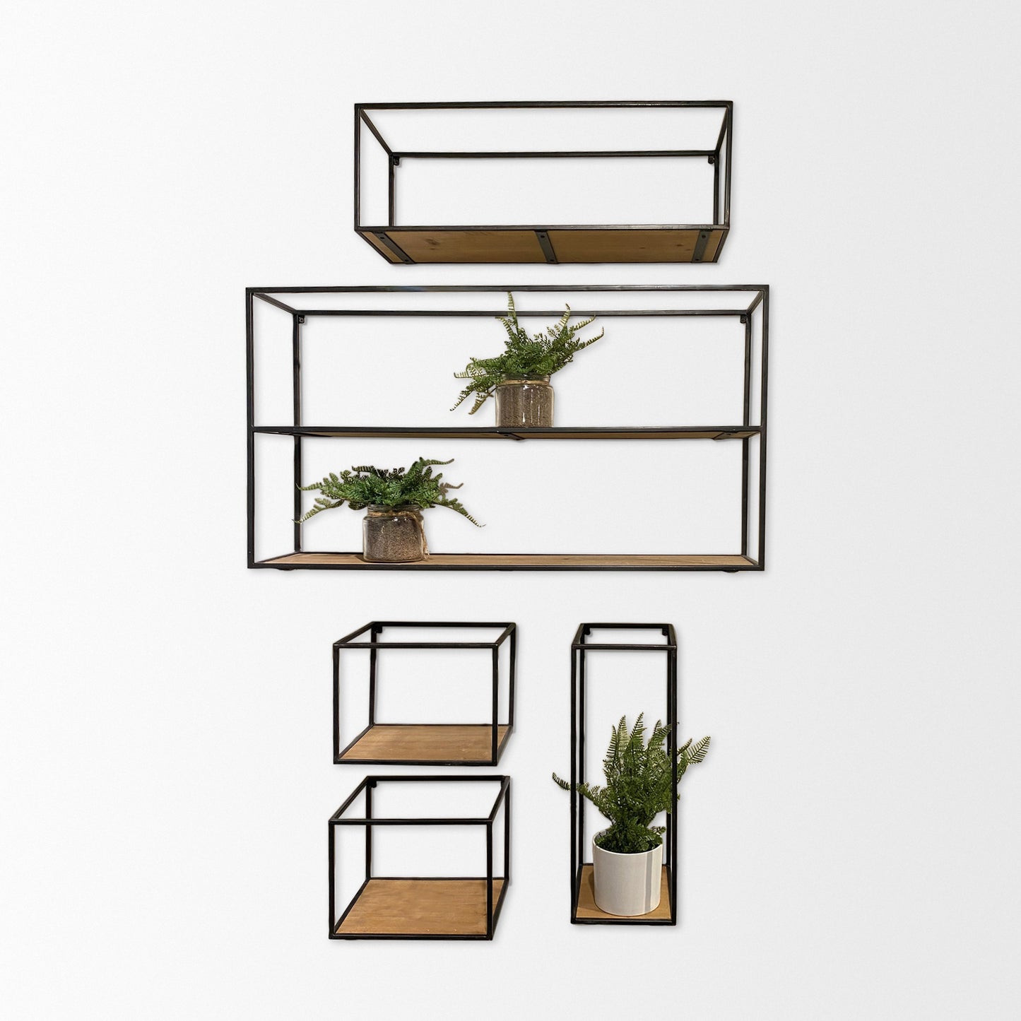Riaz Set of 5 Wood & Metal Shelves