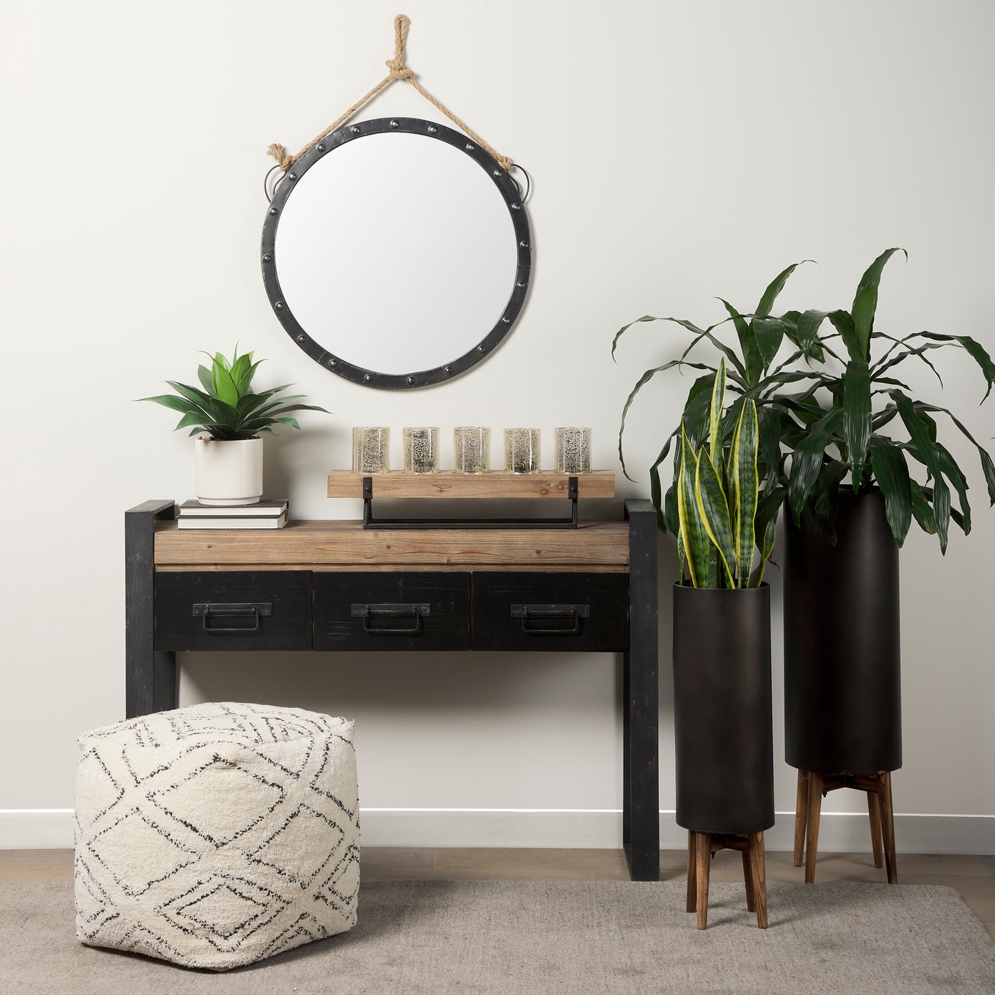 Pendula Wall Mirror Brown Metal | 27’’ - wall-mirrors-grouped