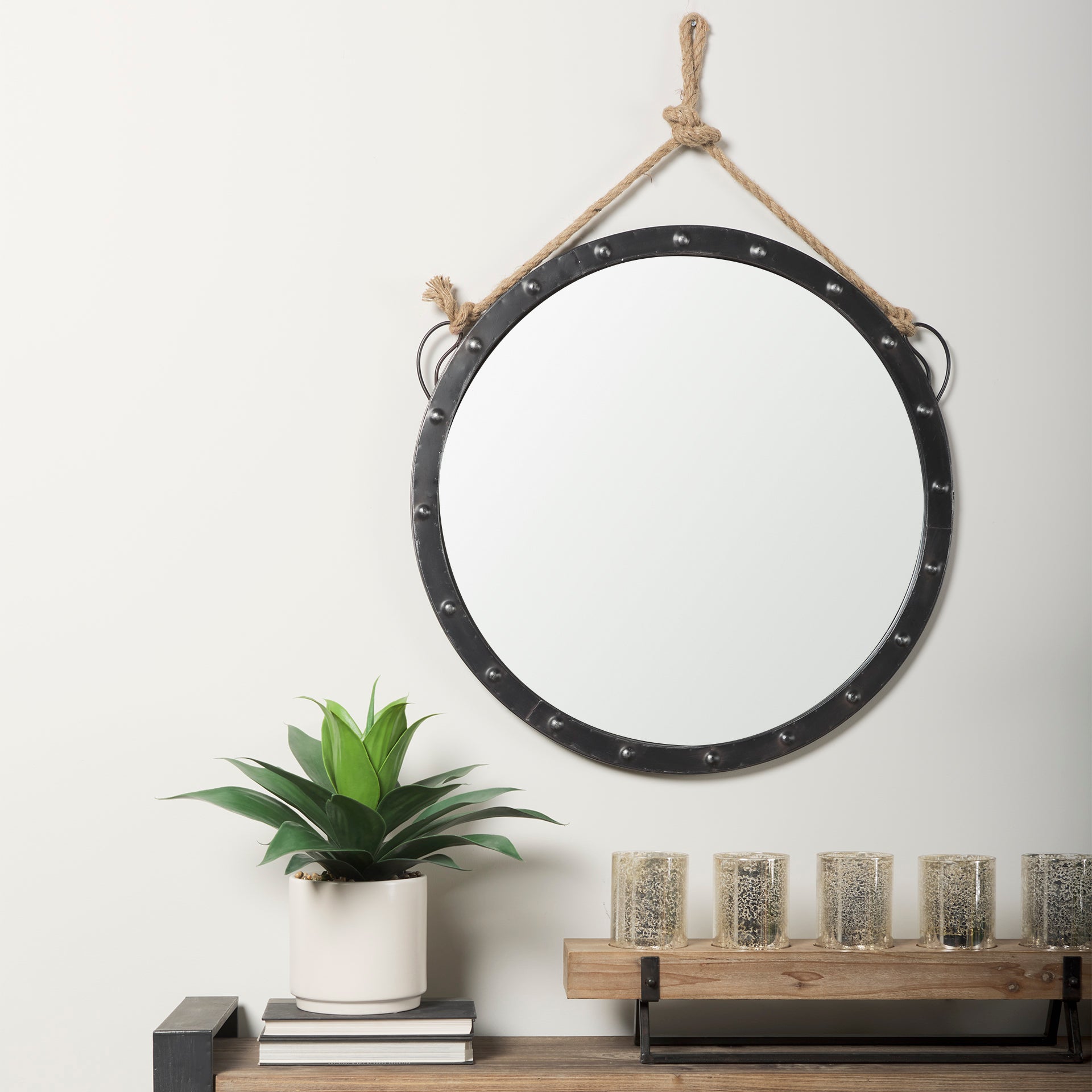 Pendula Wall Mirror Brown Metal | 27’’ - wall-mirrors-grouped