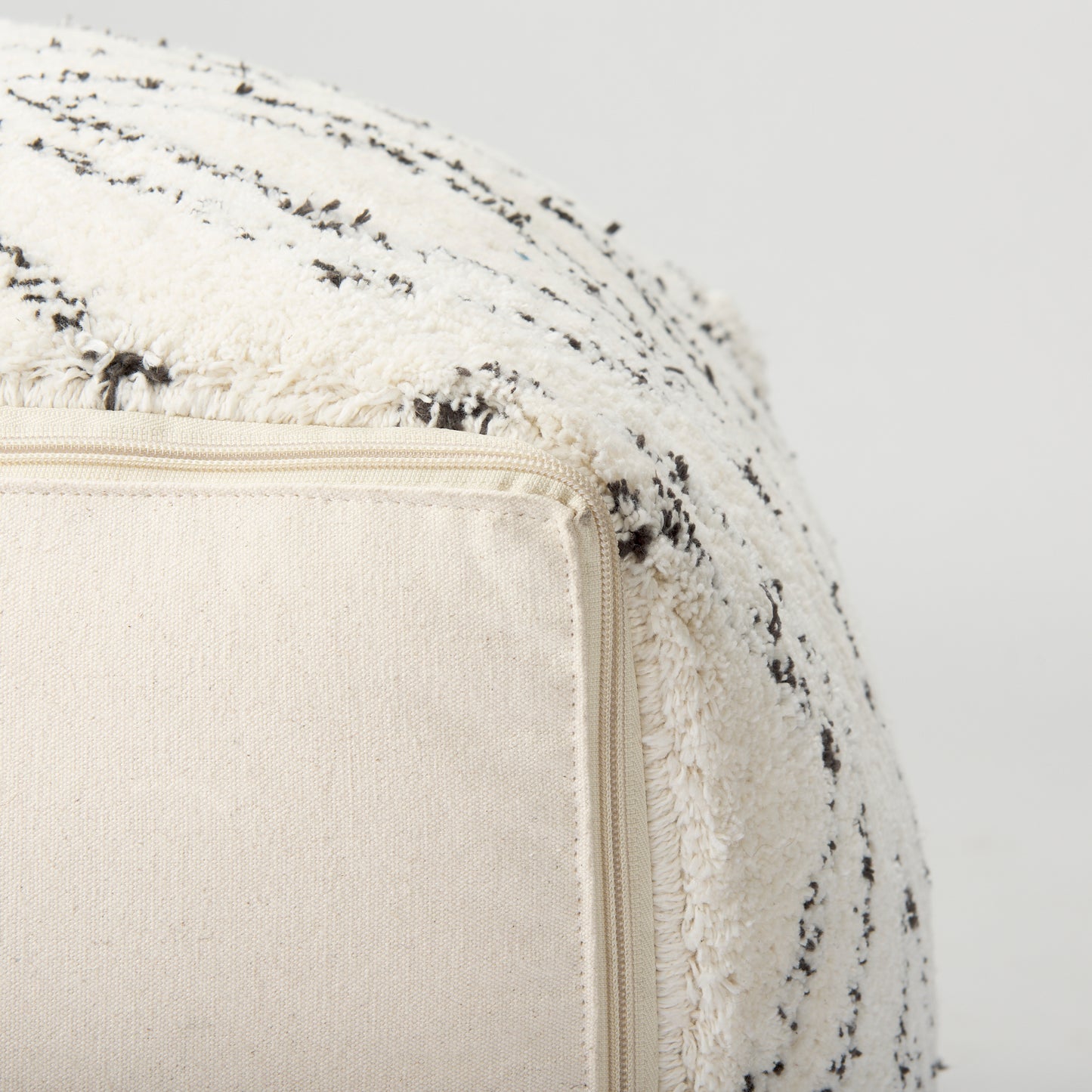 Tapir Beige Cotton Argyle Pattern Square Pouf