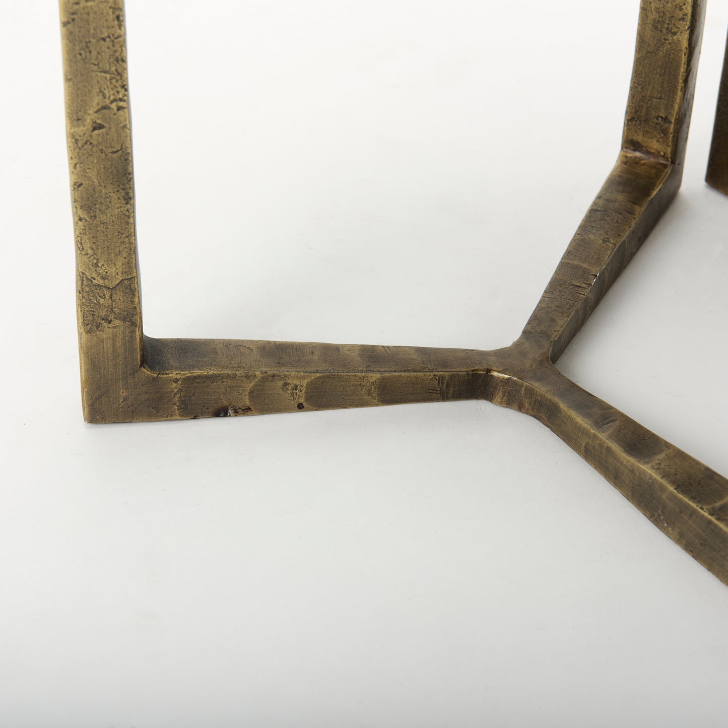 Atticus Accent Table Black Wood | Antiqued Gold Hammered Metal | Set of 2 Nesting - accent-tables