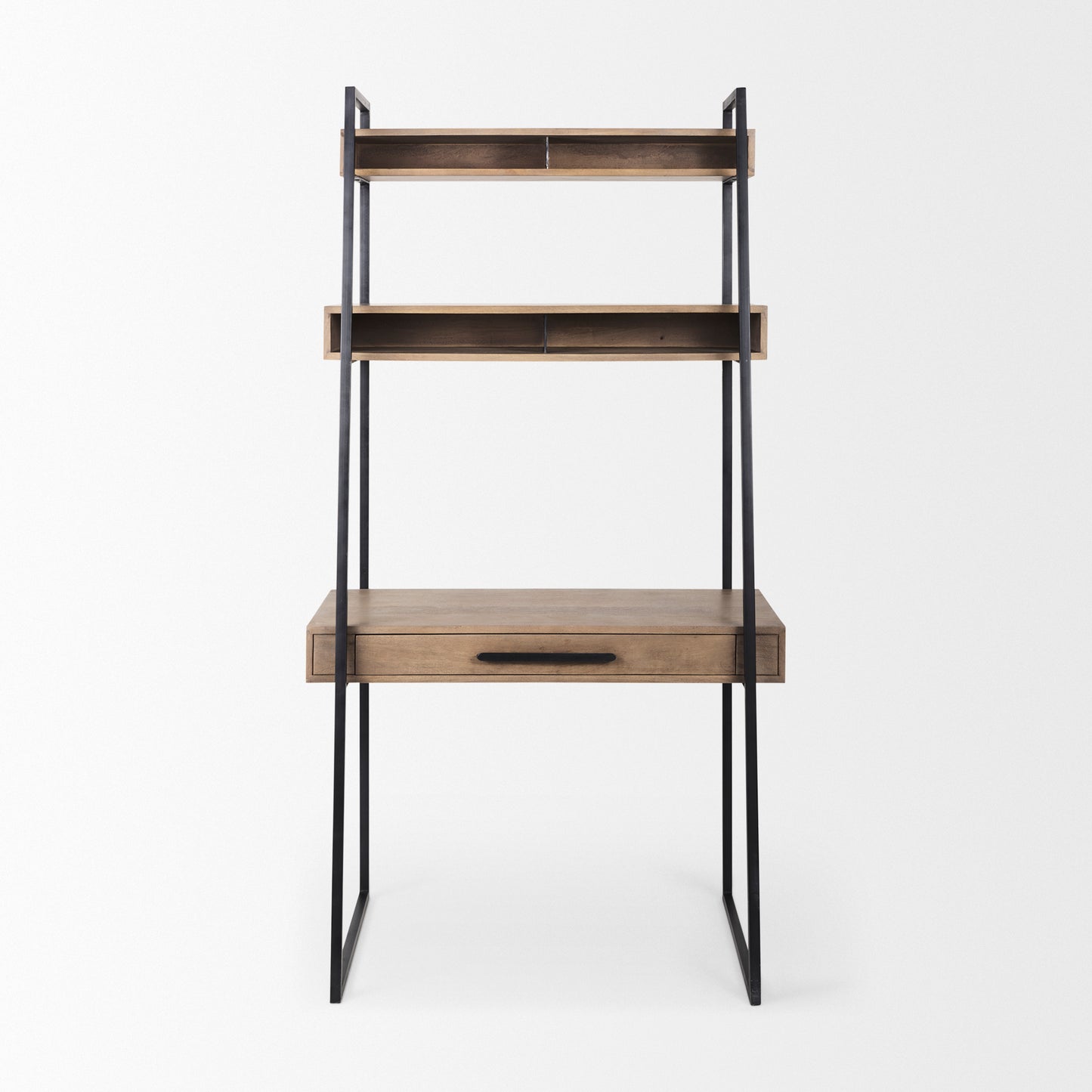 Cordell Office Desk Medium Brown Wood | Black Metal - office