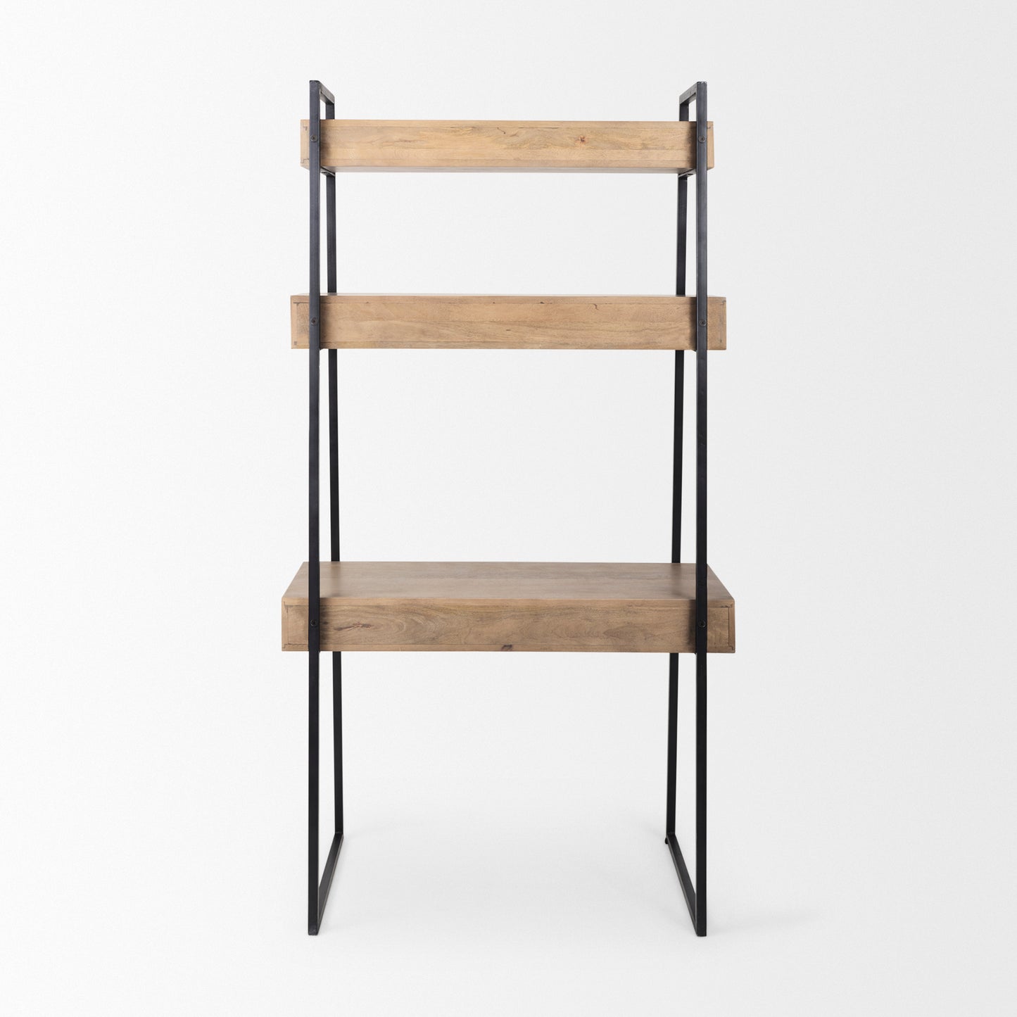 Cordell Office Desk Medium Brown Wood | Black Metal - office