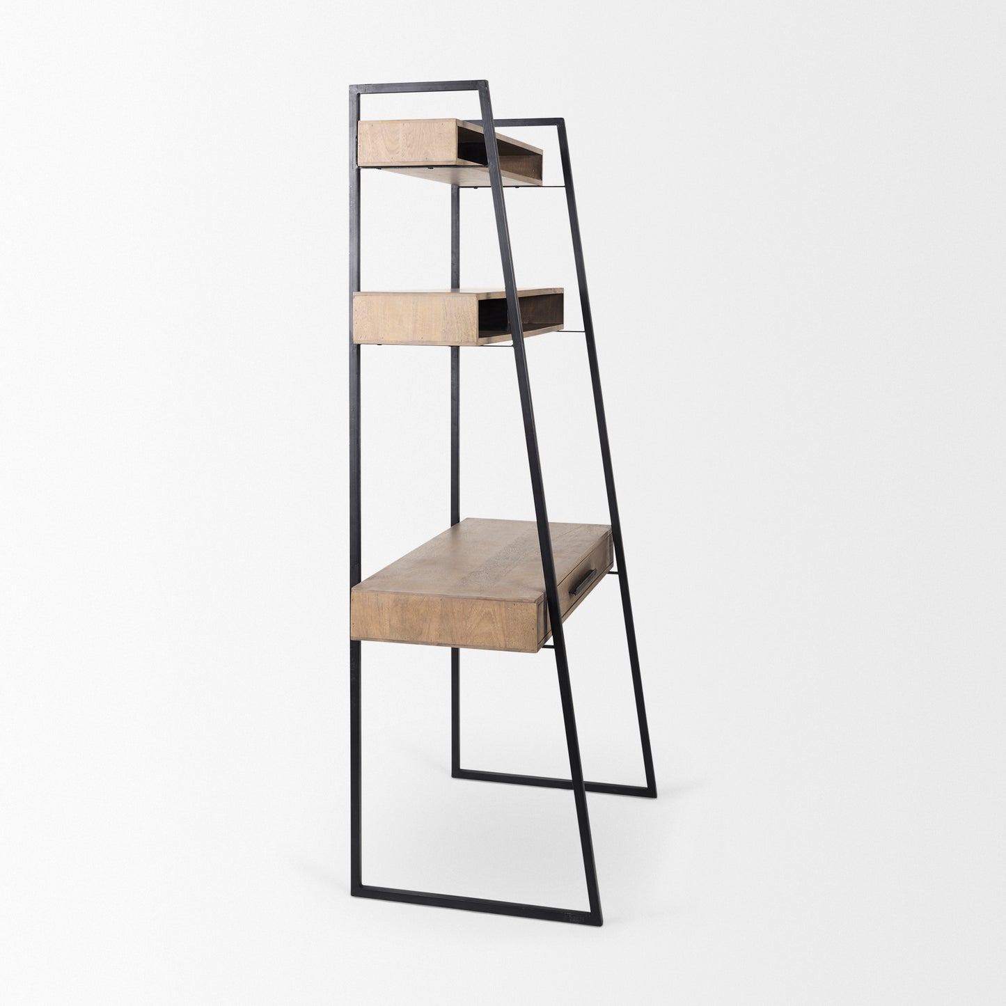 Cordell Office Desk Medium Brown Wood | Black Metal - office