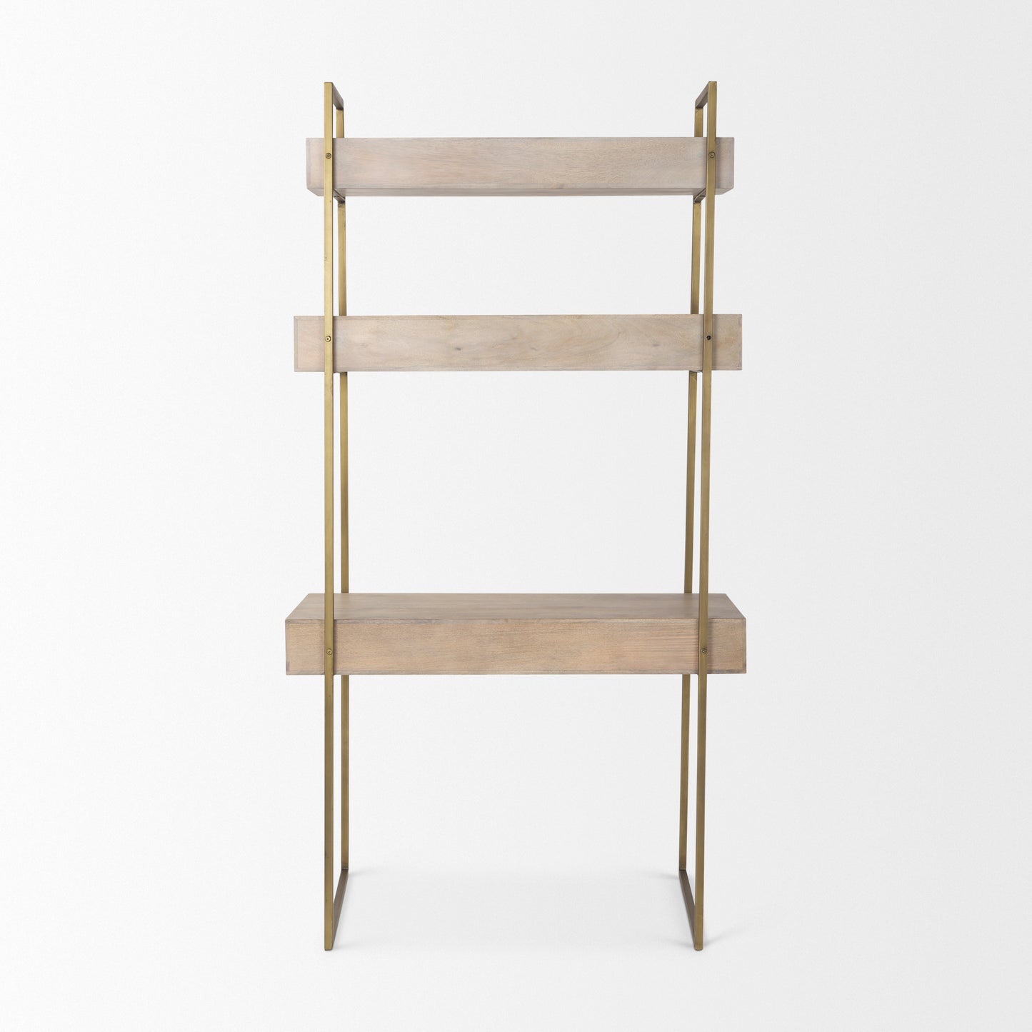 Cordell Office Desk Light Brown Wood | Gold Metal - office