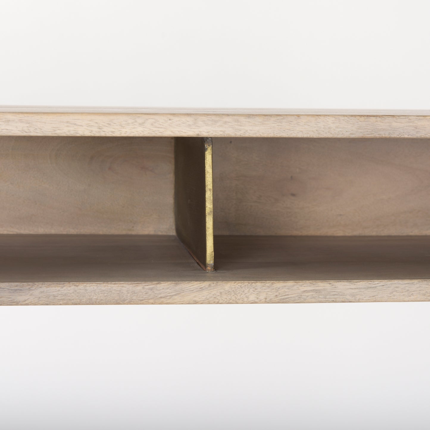 Cordell 42.0L x 25.0W x 78.0H Light Brown Wood W/Gold Metal Office Desk