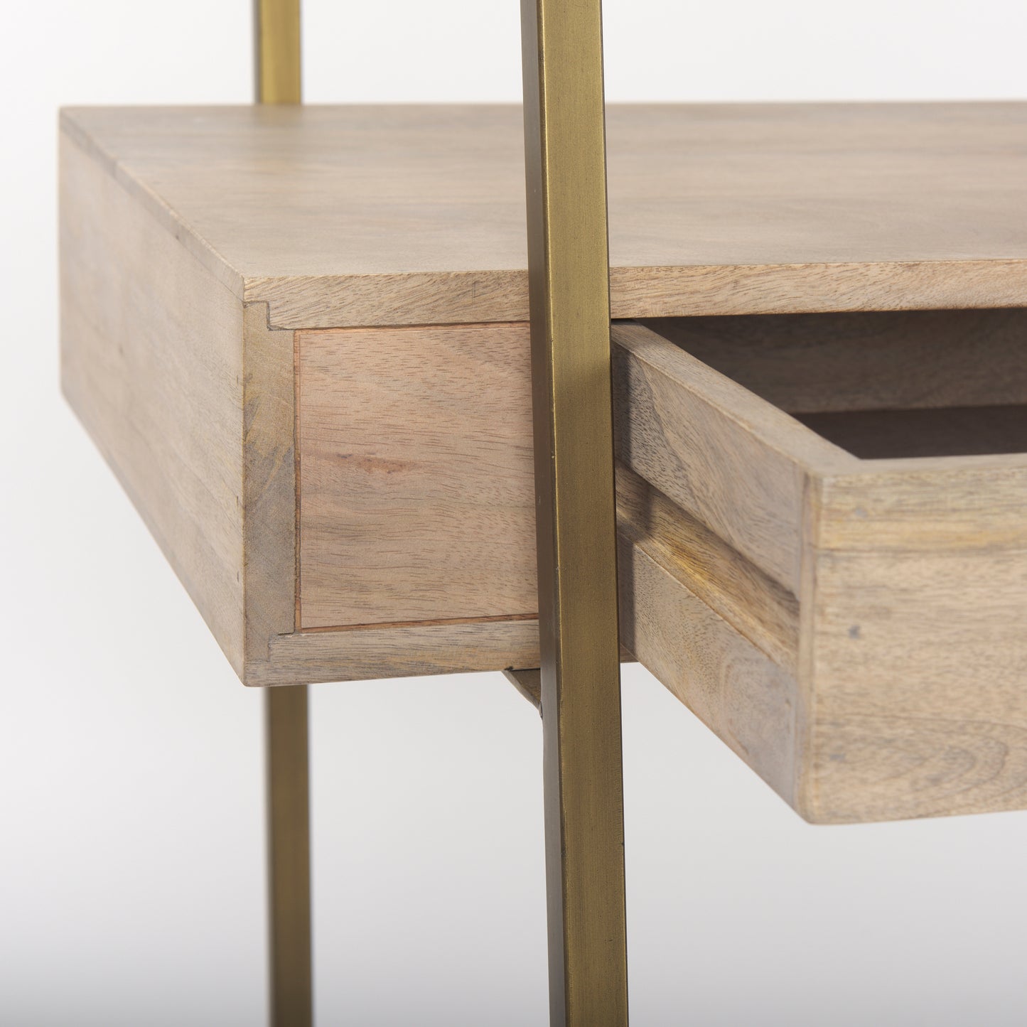 Cordell Office Desk Light Brown Wood | Gold Metal - office