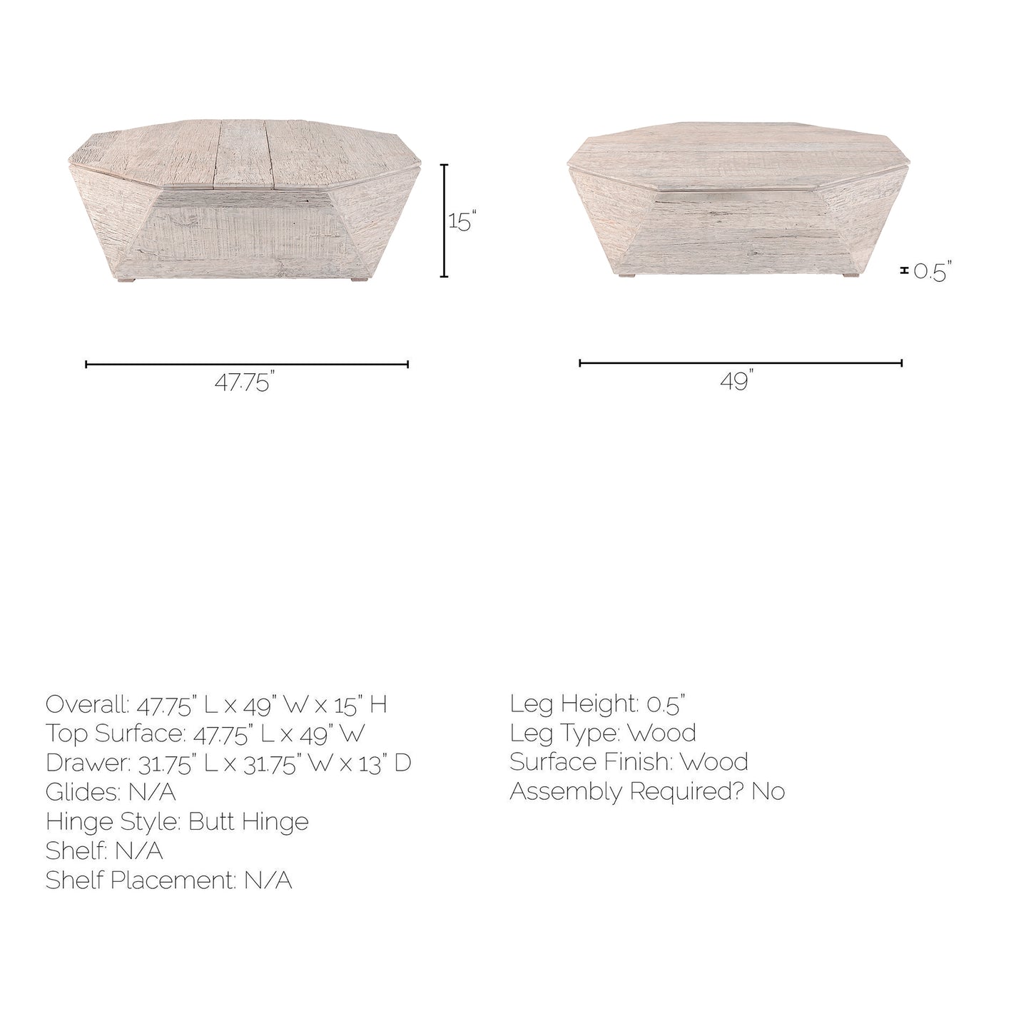 Esagono Coffee Table Reclaimed Wood - coffee-tables