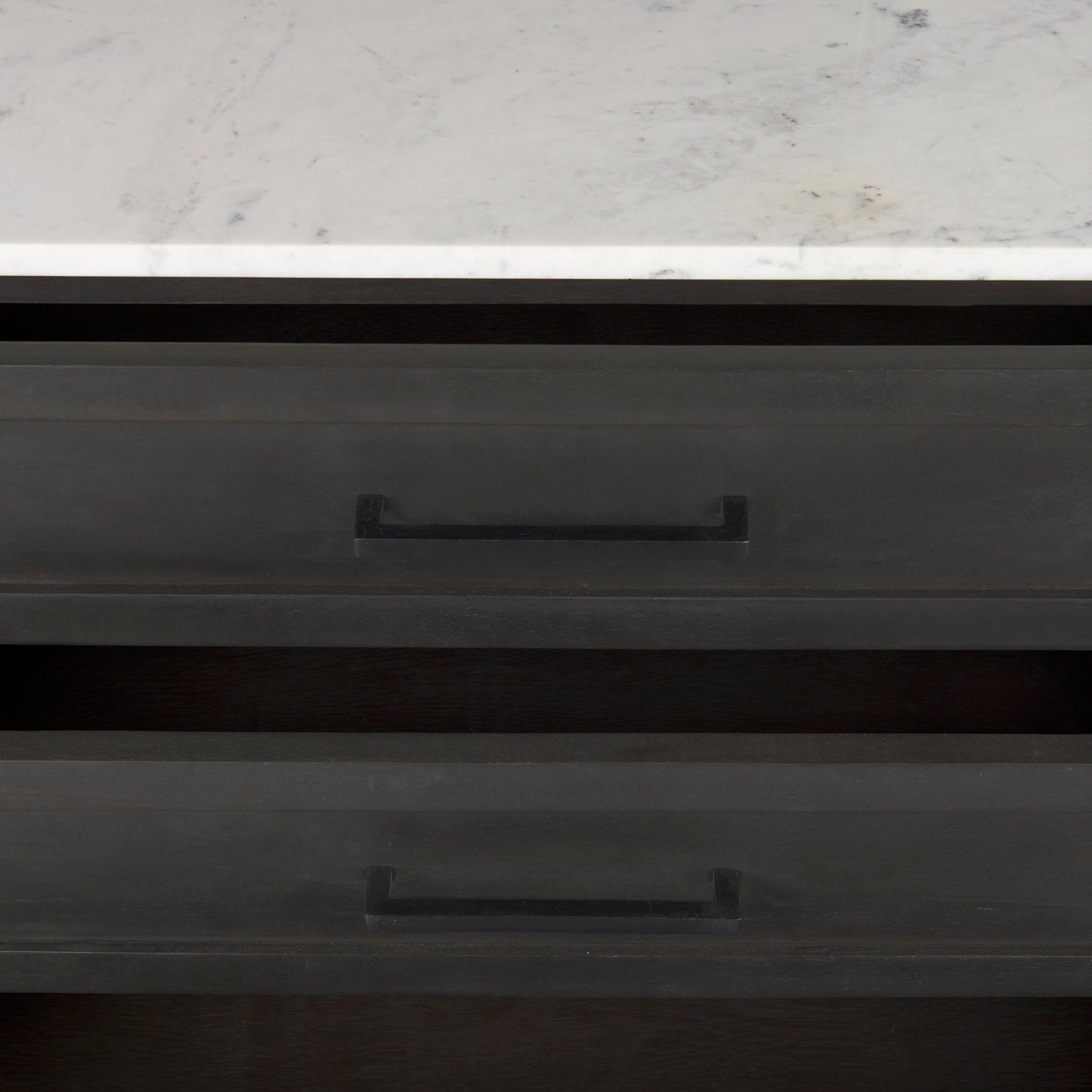 Divina Black-Brown Wood w/ White Marble Top and Black Metal Base Sideboard