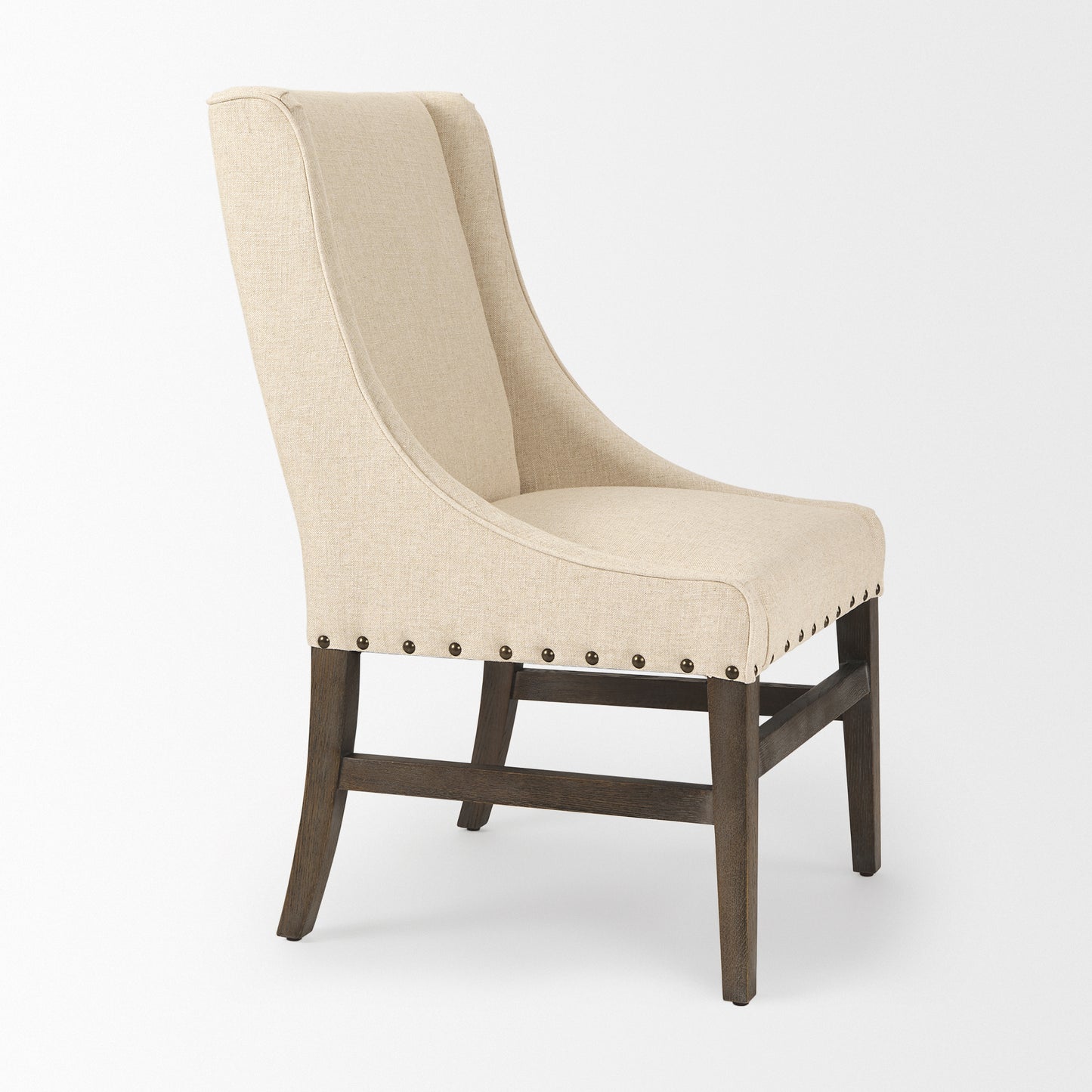 Kensington Dining Chair Medium Brown Wood | Cream Fabric - dining-chairs