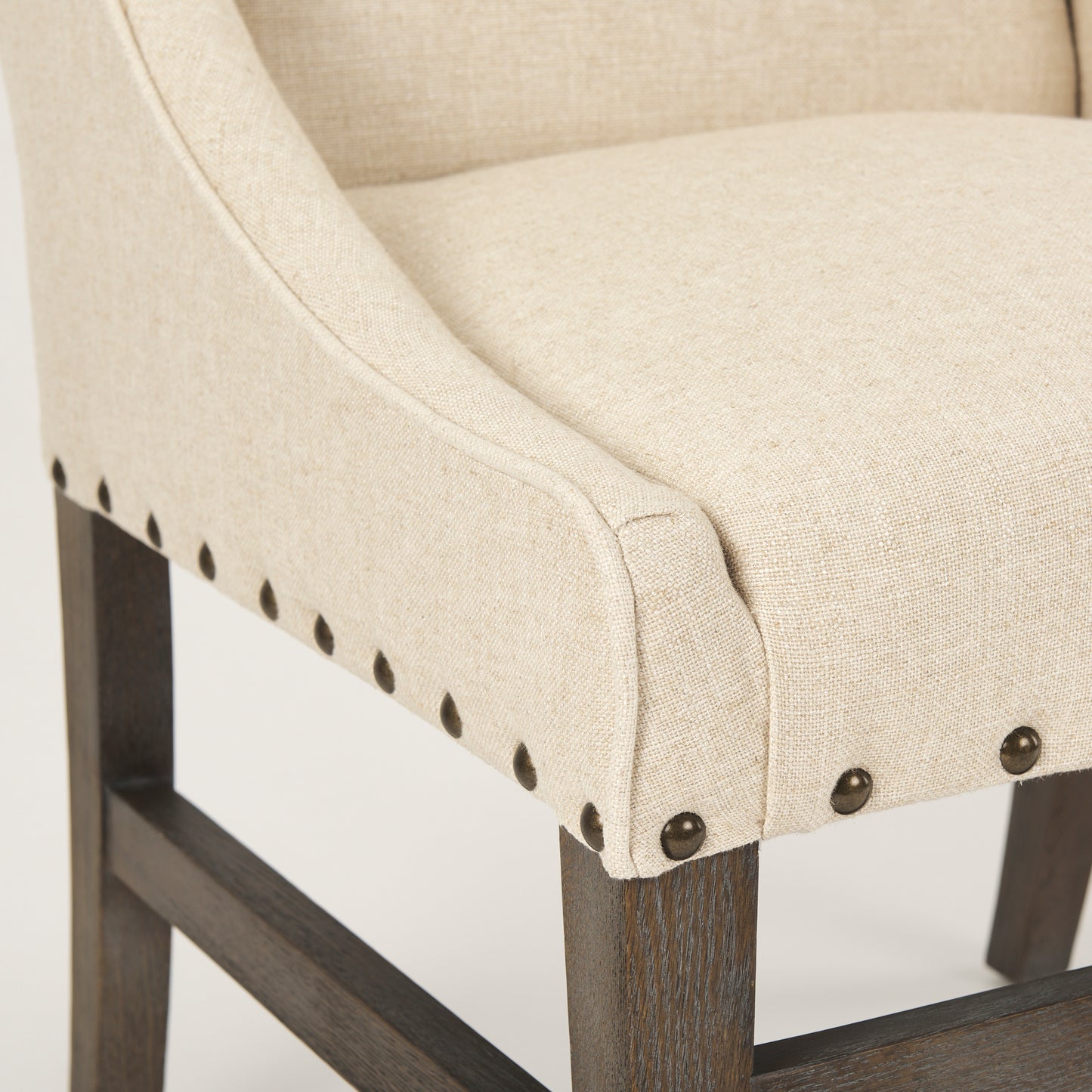 Kensington Dining Chair Medium Brown Wood | Cream Fabric - dining-chairs