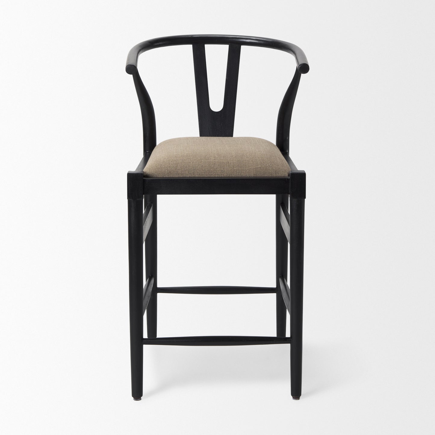 Trixie Upholstered Seat Bar Counter Stool Beige Fabric | Black Wood | Counter - bar-stools